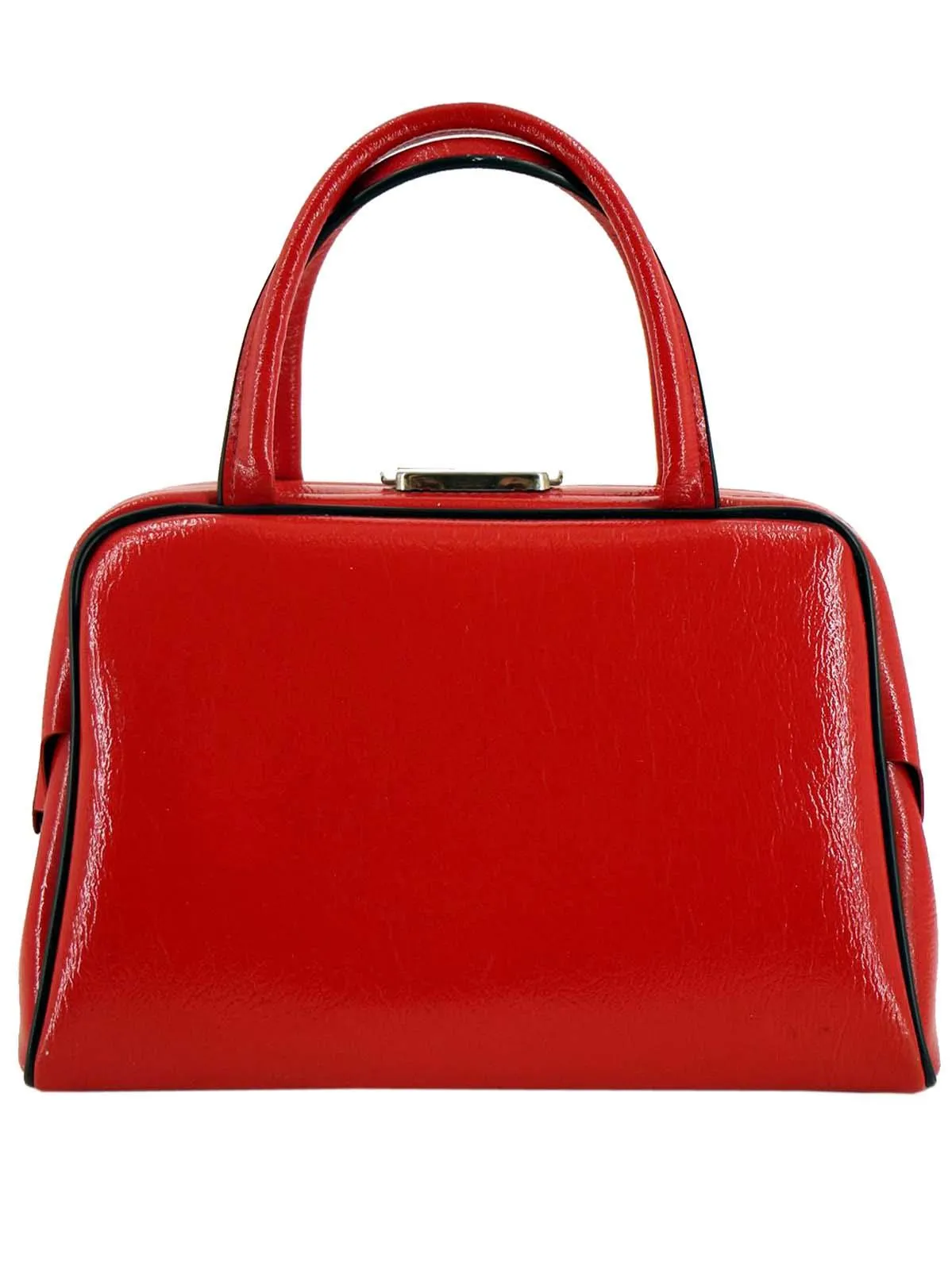 1960s Vintage Modernist Red Vinyl Handbag