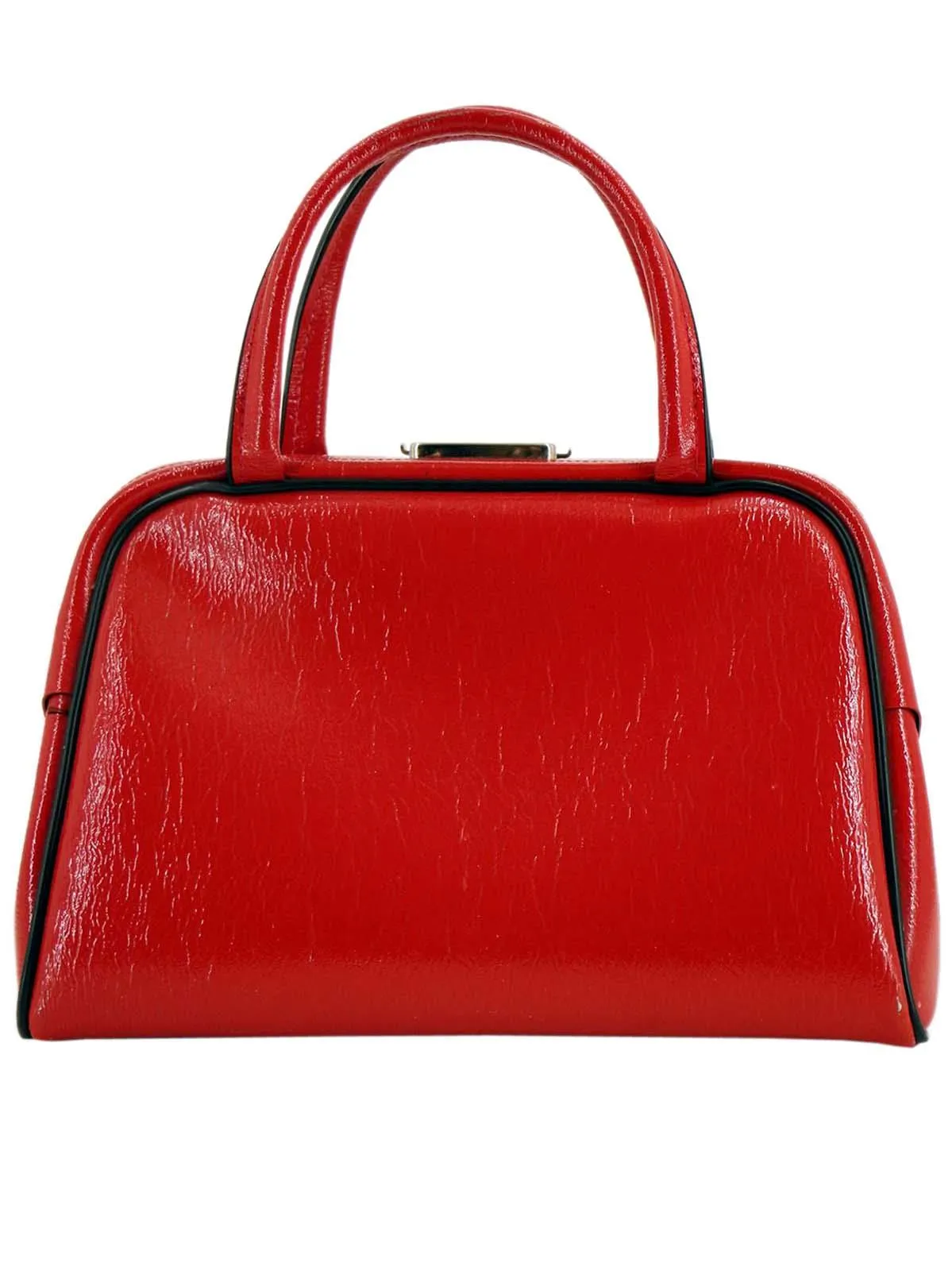 1960s Vintage Modernist Red Vinyl Handbag