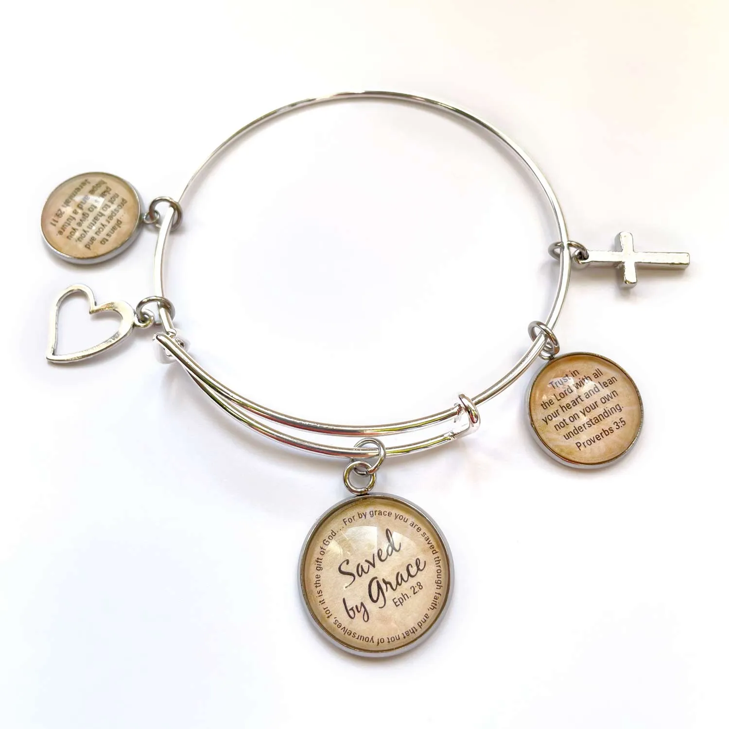 5-Pack DIY Scripture Charm Bangle Bracelet Making Kit - Christian Bracelet Jewelry Kits