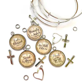 5-Pack DIY Scripture Charm Bangle Bracelet Making Kit - Christian Bracelet Jewelry Kits