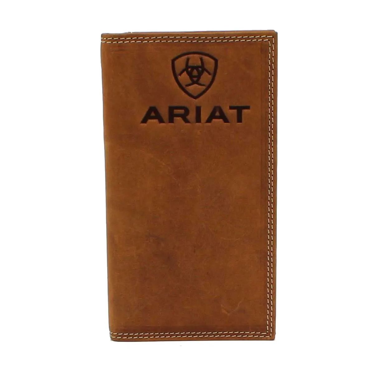 Ariat Men's Logo Shield Leather Rodeo Wallet - Medium Brown