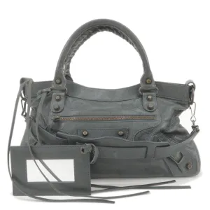 BALENCIAGA The First Leather 2Way Bag Hand Bag Gray 103208