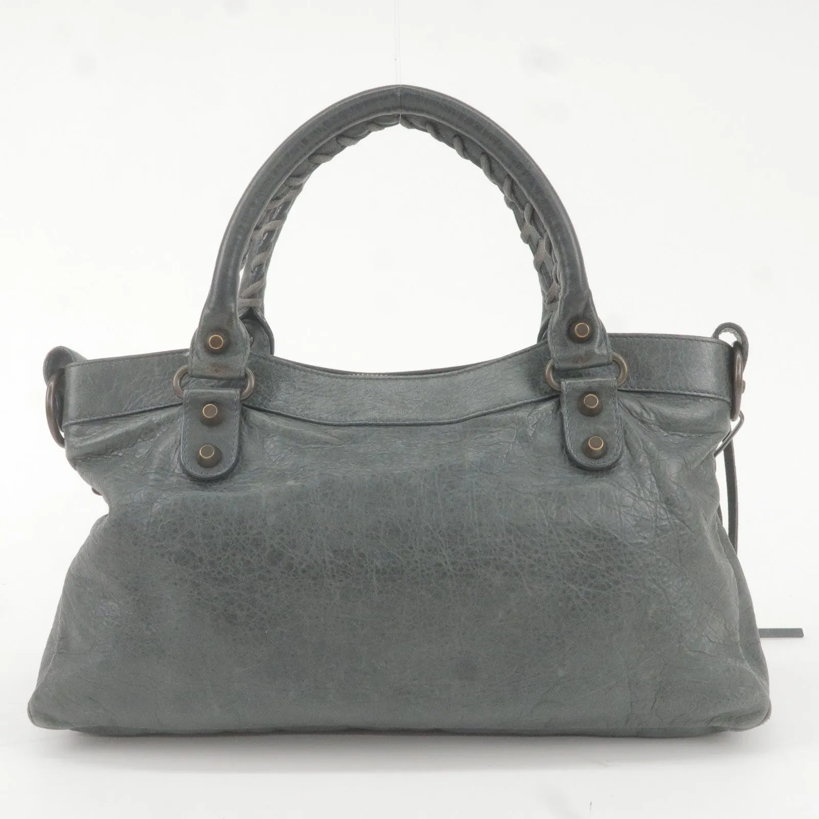 BALENCIAGA The First Leather 2Way Bag Hand Bag Gray 103208