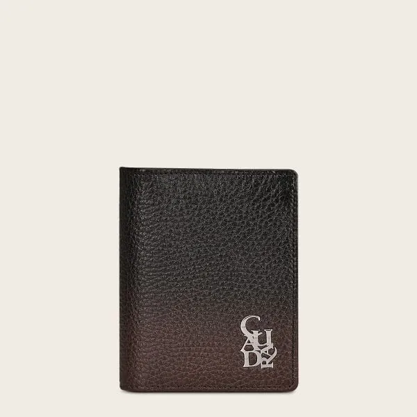 BC014VE - Cuadra chocolate deer leather bi fold wallet for men