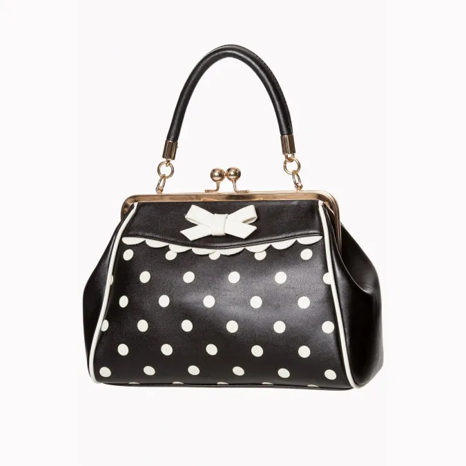 Black White Vintage Polka Dot Handbag