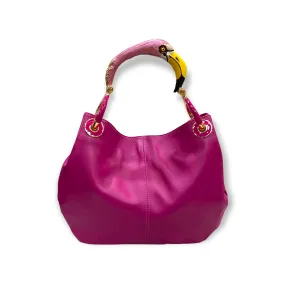 BORSA PICCOLA IN MORBIDA PELLE FUCHSIA CON MANICO FENICOTTERO