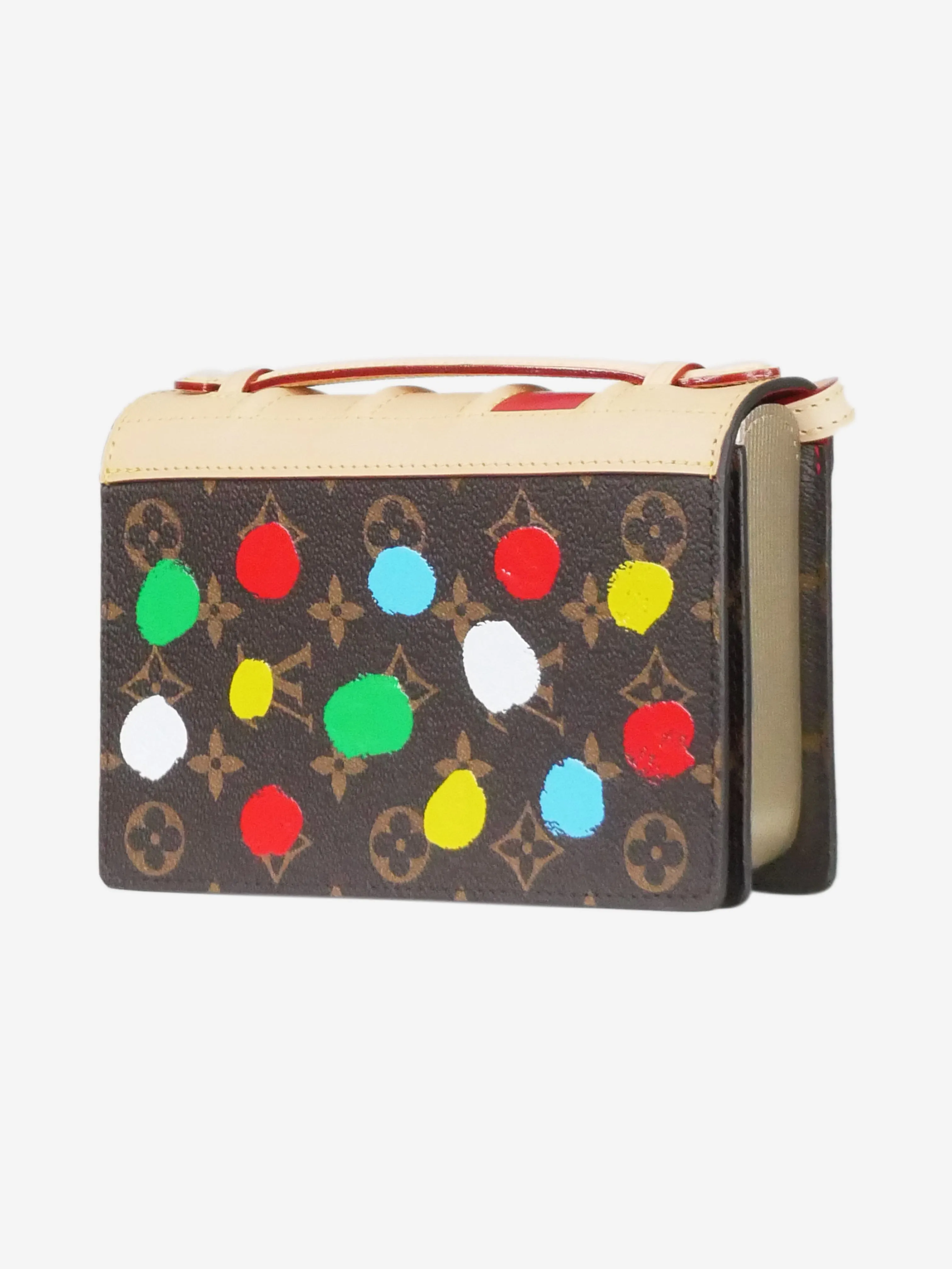 Brown Yayoi Kusama monogram painted dots book bag