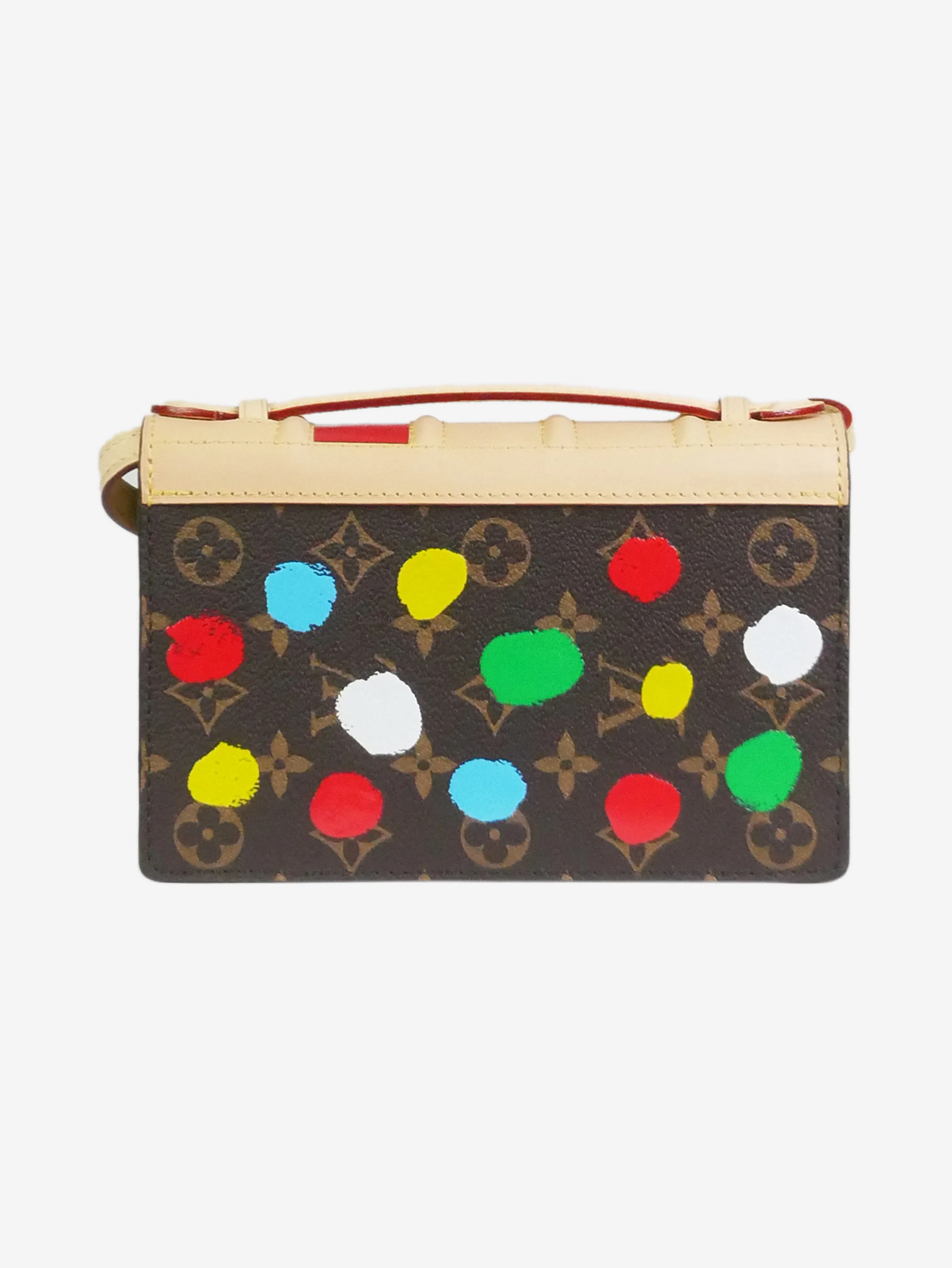 Brown Yayoi Kusama monogram painted dots book bag