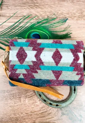 Burgundy Aztec Wristlet