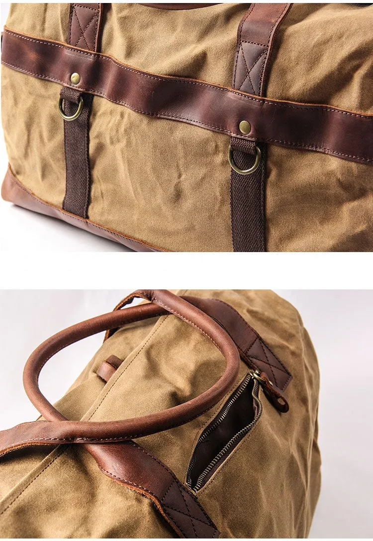 Calvin Waxed Canvas Genuine Leather Weekender Duffle bag