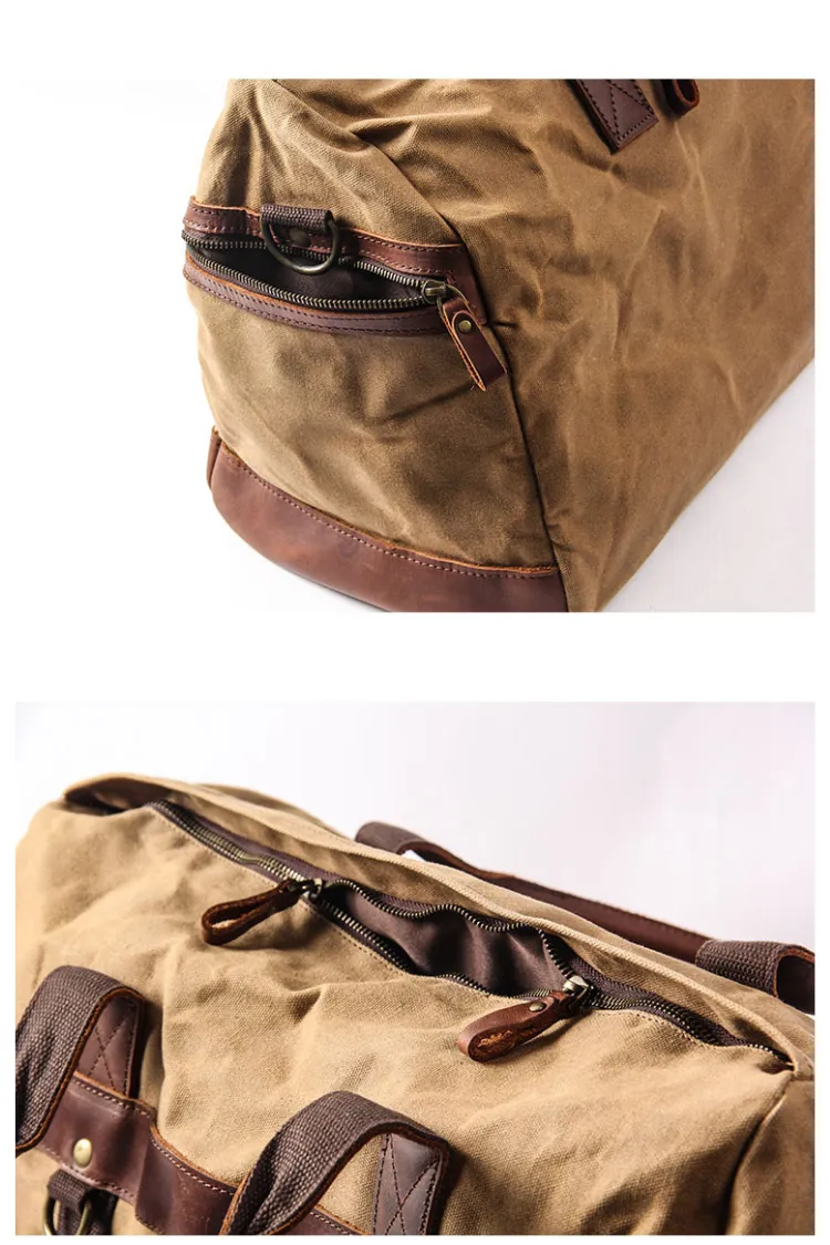 Calvin Waxed Canvas Genuine Leather Weekender Duffle bag