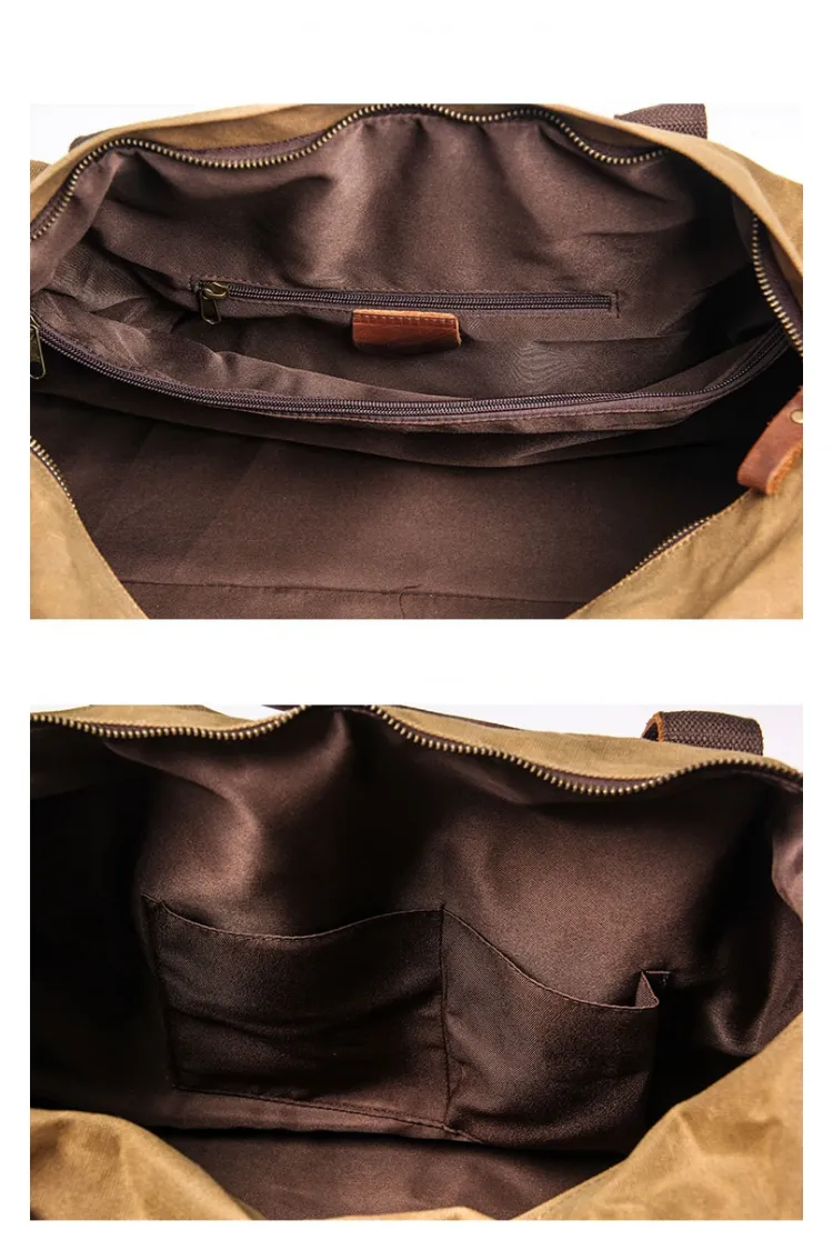 Calvin Waxed Canvas Genuine Leather Weekender Duffle bag