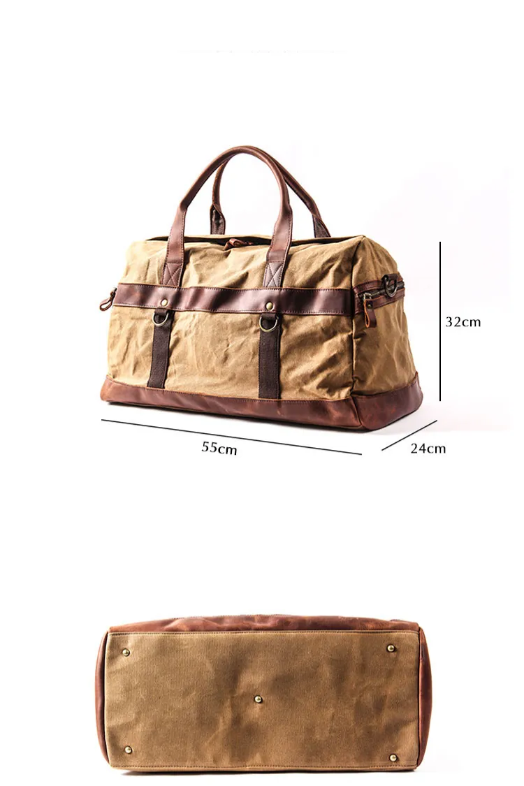 Calvin Waxed Canvas Genuine Leather Weekender Duffle bag