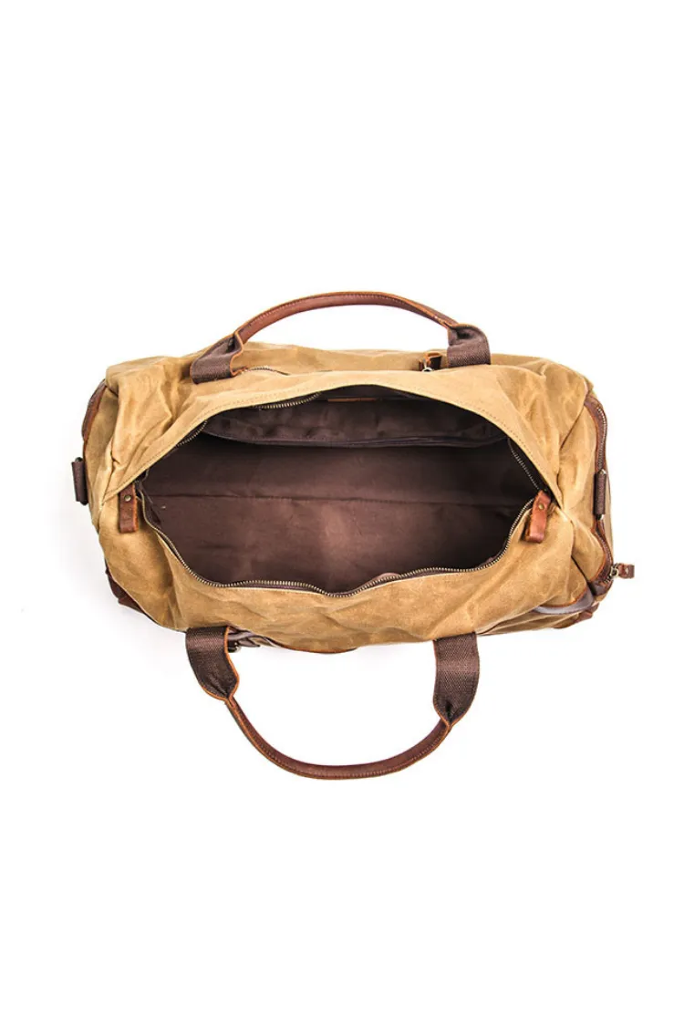 Calvin Waxed Canvas Genuine Leather Weekender Duffle bag