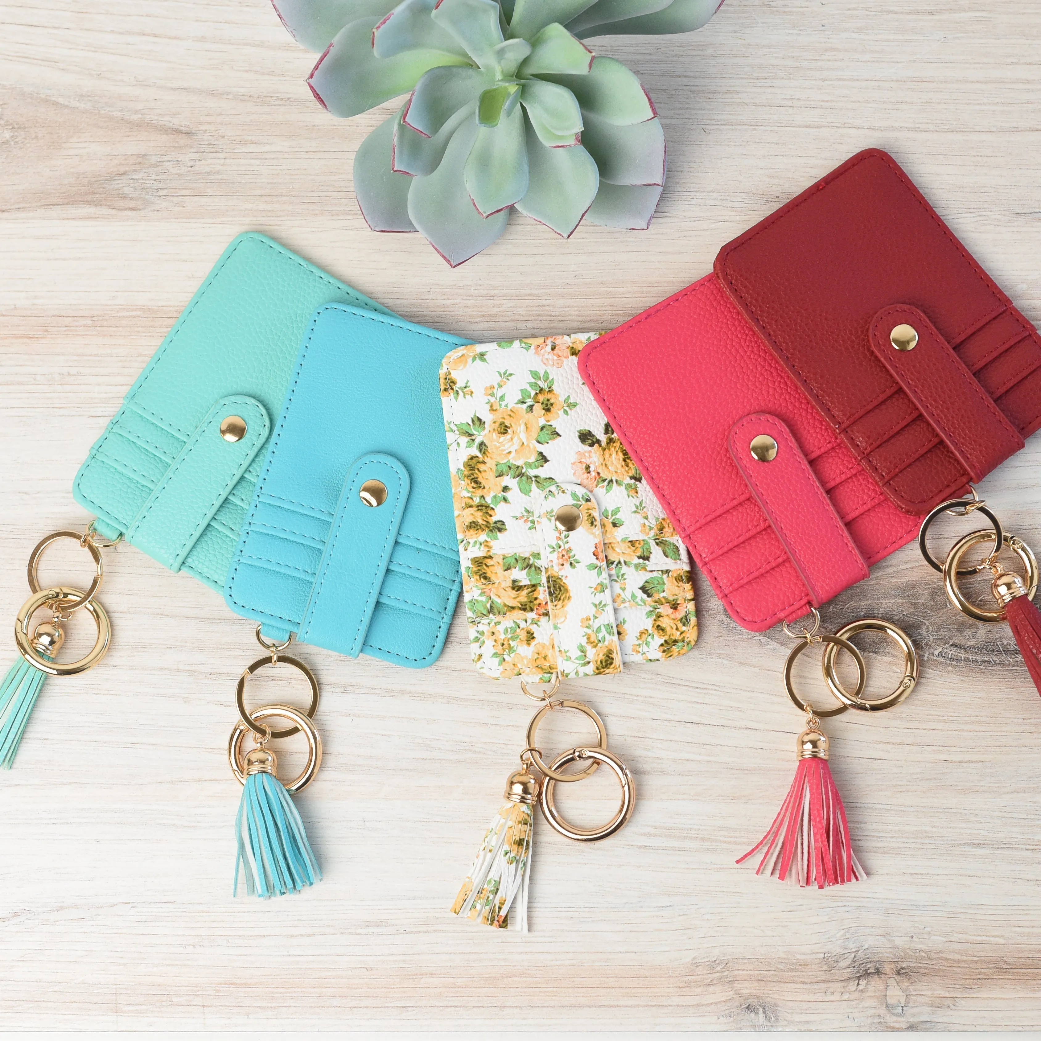 Candace Keychain Card Wallet-Seafoam Green