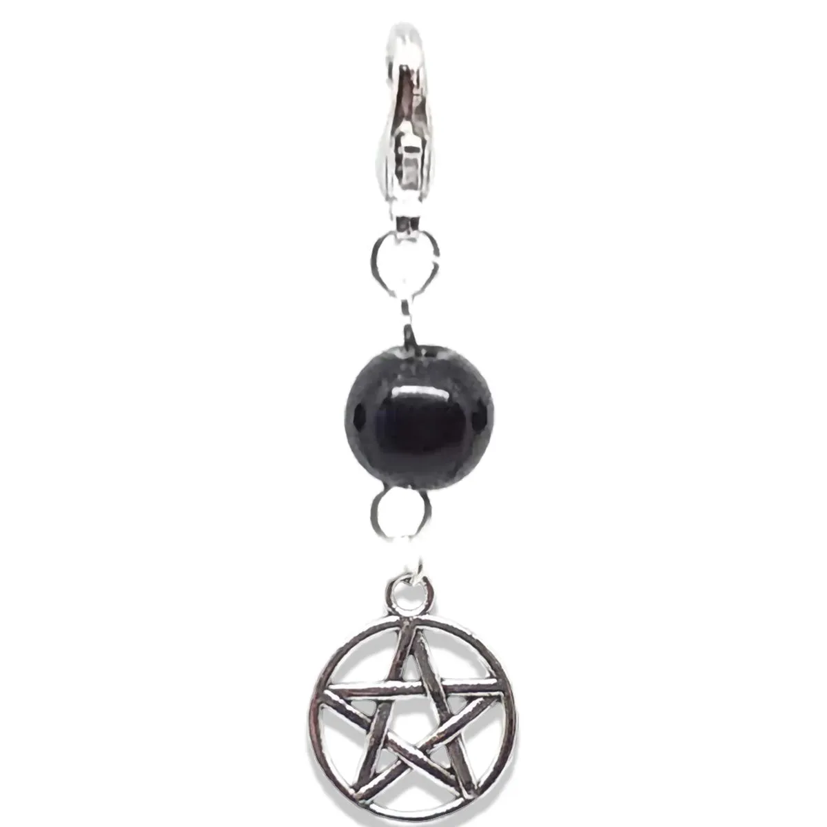 Celtic Gothic Halloween Pagan Wicca Wiccan Pentacle Bracelet Size Charm Clip with Silver Plated Metal Lobster Clasp Charms