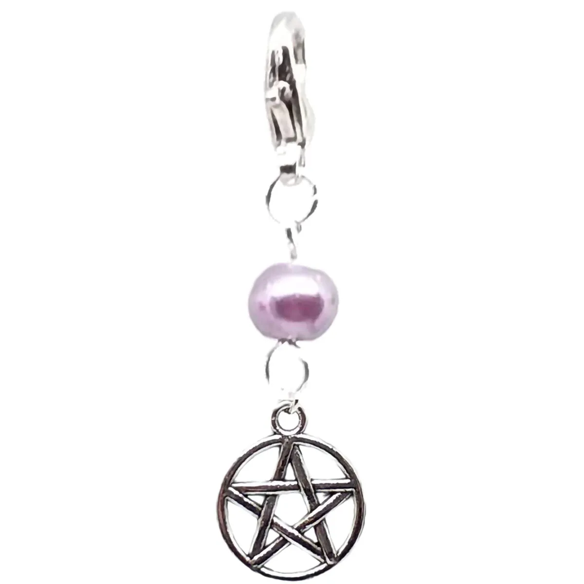 Celtic Gothic Halloween Pagan Wicca Wiccan Pentacle Bracelet Size Charm Clip with Silver Plated Metal Lobster Clasp Charms