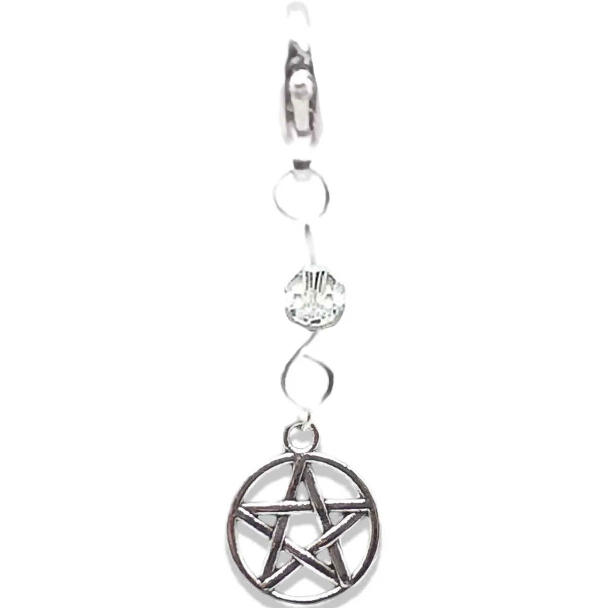 Celtic Gothic Halloween Pagan Wicca Wiccan Pentacle Bracelet Size Charm Clip with Silver Plated Metal Lobster Clasp Charms