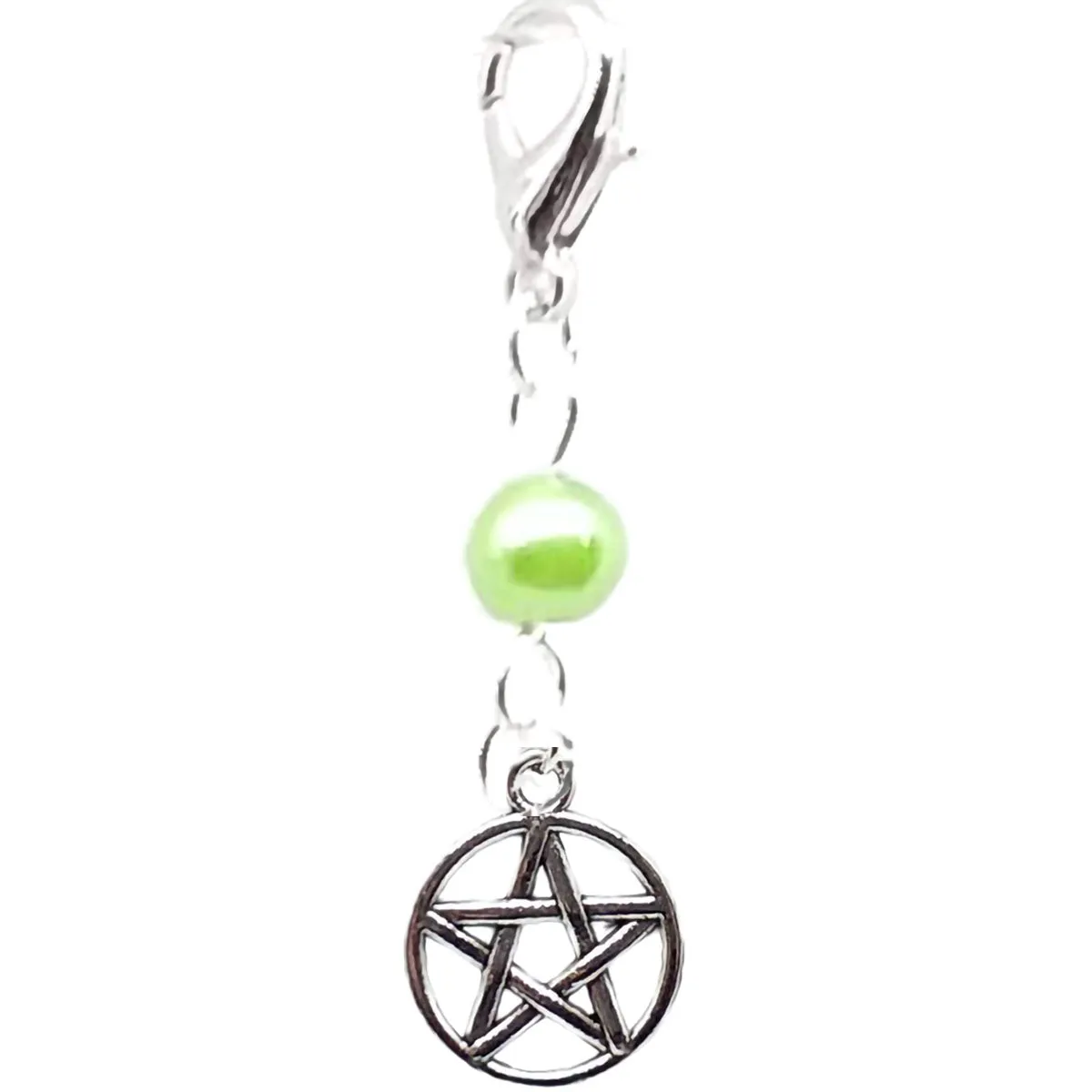 Celtic Gothic Halloween Pagan Wicca Wiccan Pentacle Bracelet Size Charm Clip with Silver Plated Metal Lobster Clasp Charms