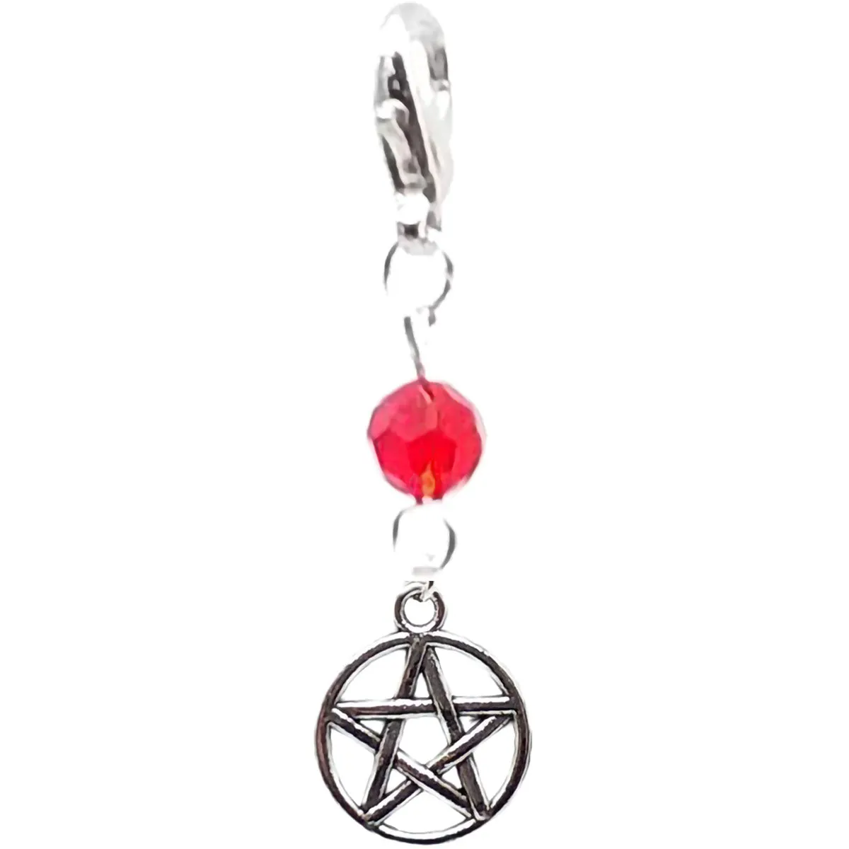 Celtic Gothic Halloween Pagan Wicca Wiccan Pentacle Bracelet Size Charm Clip with Silver Plated Metal Lobster Clasp Charms