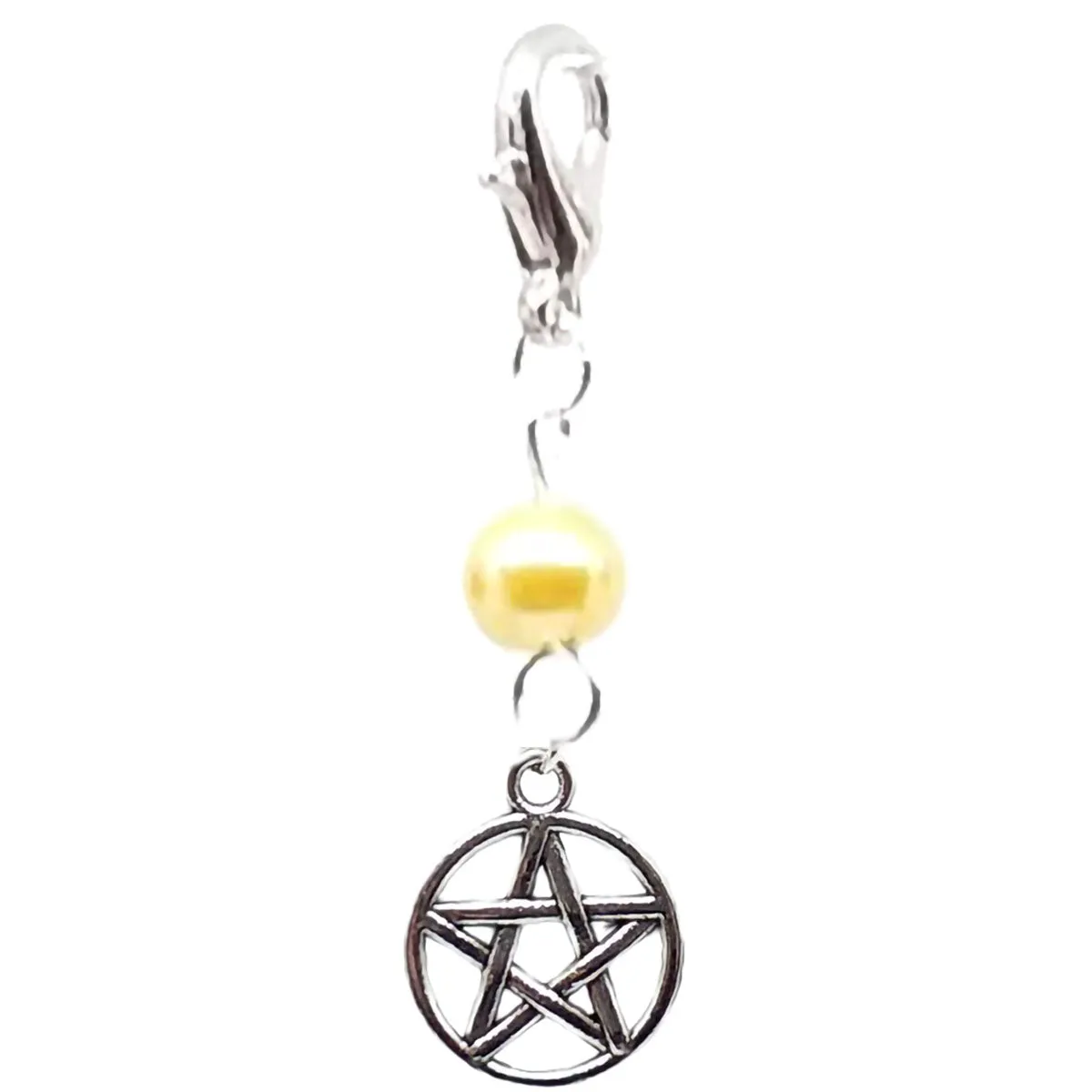 Celtic Gothic Halloween Pagan Wicca Wiccan Pentacle Bracelet Size Charm Clip with Silver Plated Metal Lobster Clasp Charms