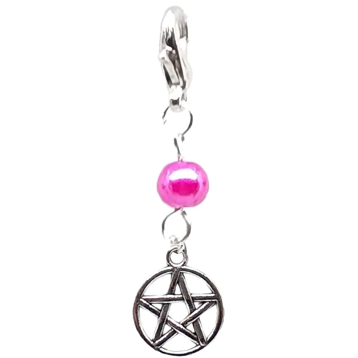 Celtic Gothic Halloween Pagan Wicca Wiccan Pentacle Bracelet Size Charm Clip with Silver Plated Metal Lobster Clasp Charms