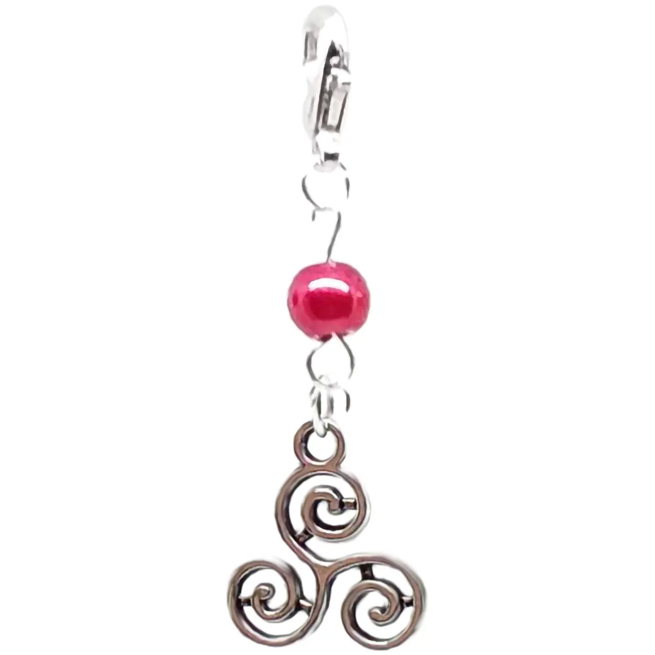 Celtic Pagan Spirtual Pagan Wicca Wiccan Triskelion Bracelet Size Charm Clip with Silver Plated Metal Lobster Clasp Charms