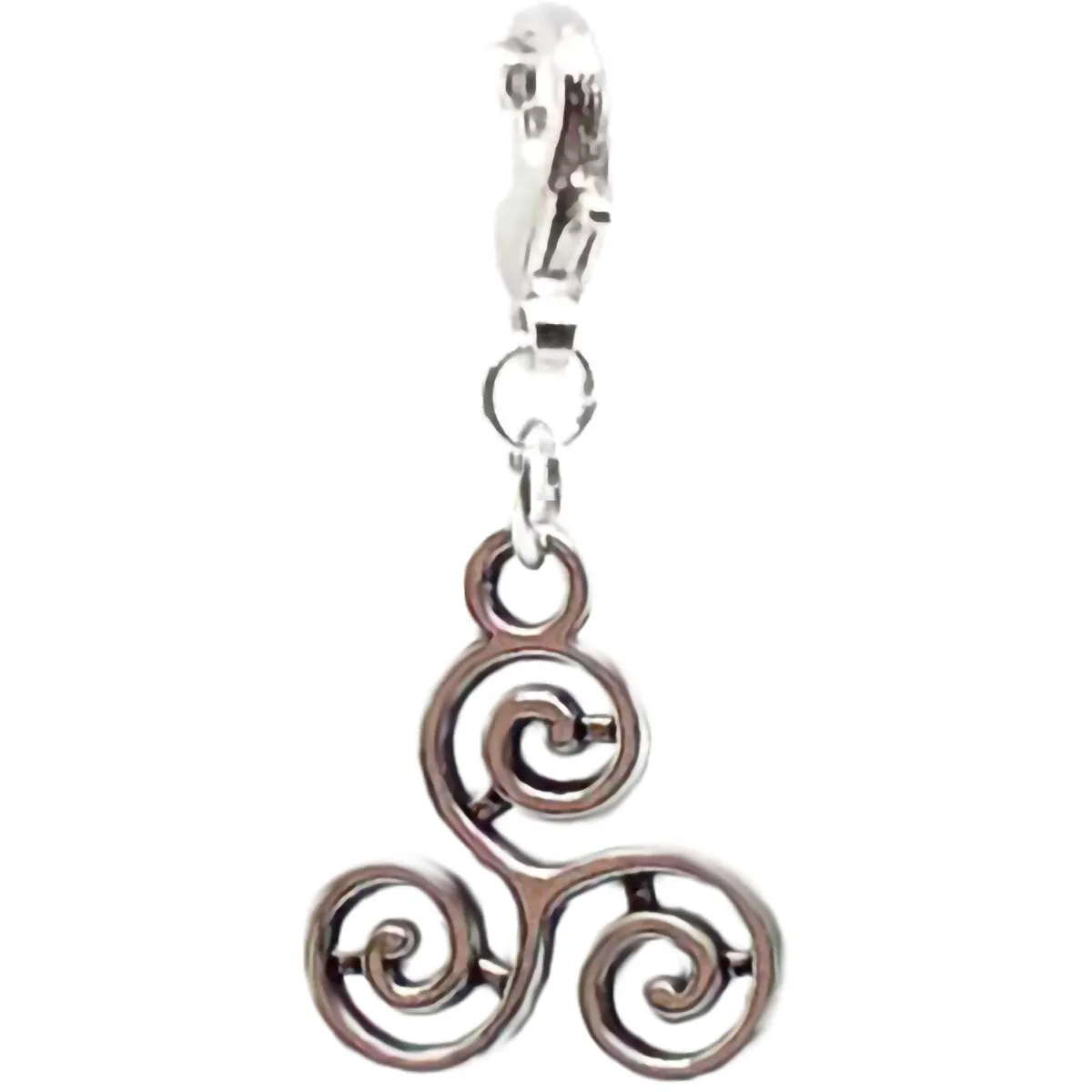 Celtic Pagan Spirtual Pagan Wicca Wiccan Triskelion Bracelet Size Charm Clip with Silver Plated Metal Lobster Clasp Charms