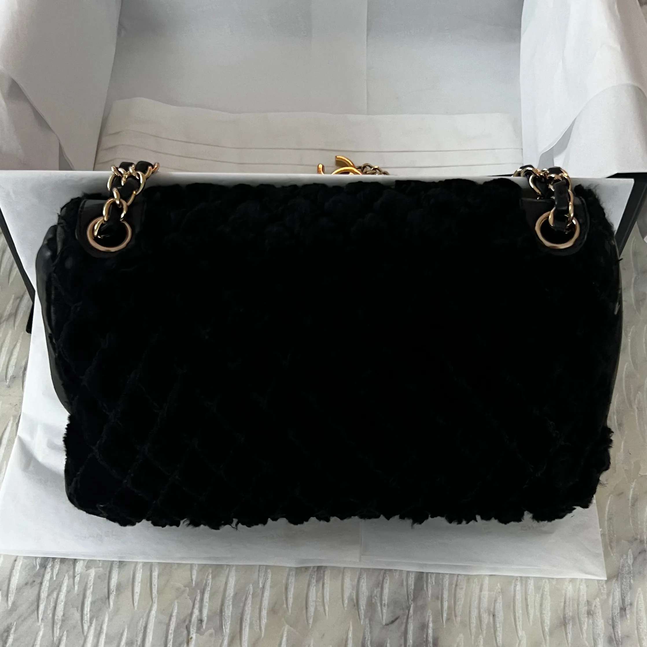 Chanel CC Rabbit Fur Flap Bag