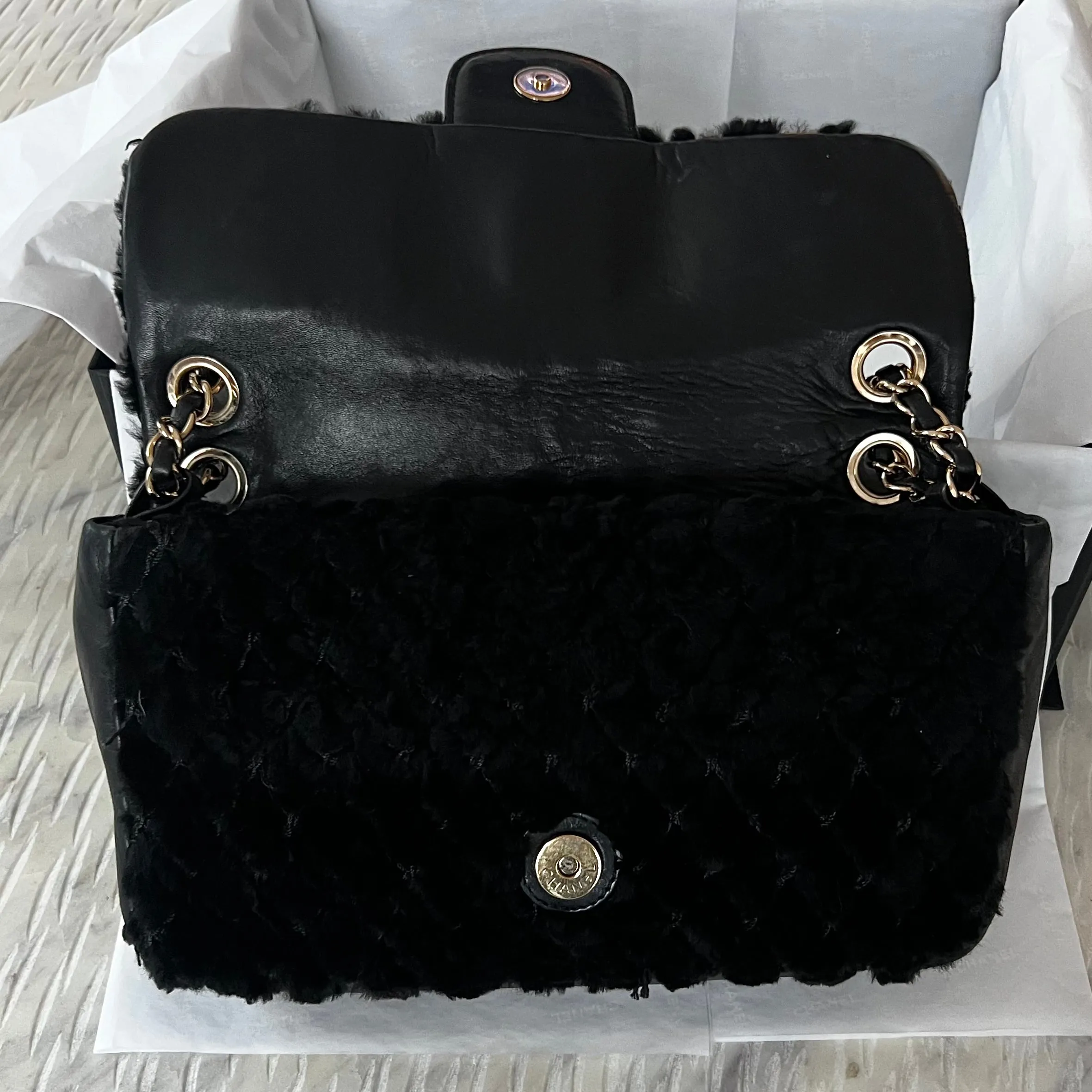 Chanel CC Rabbit Fur Flap Bag