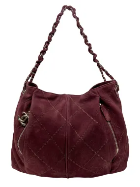 CHANEL Quilted Suede Darjeeling Hobo