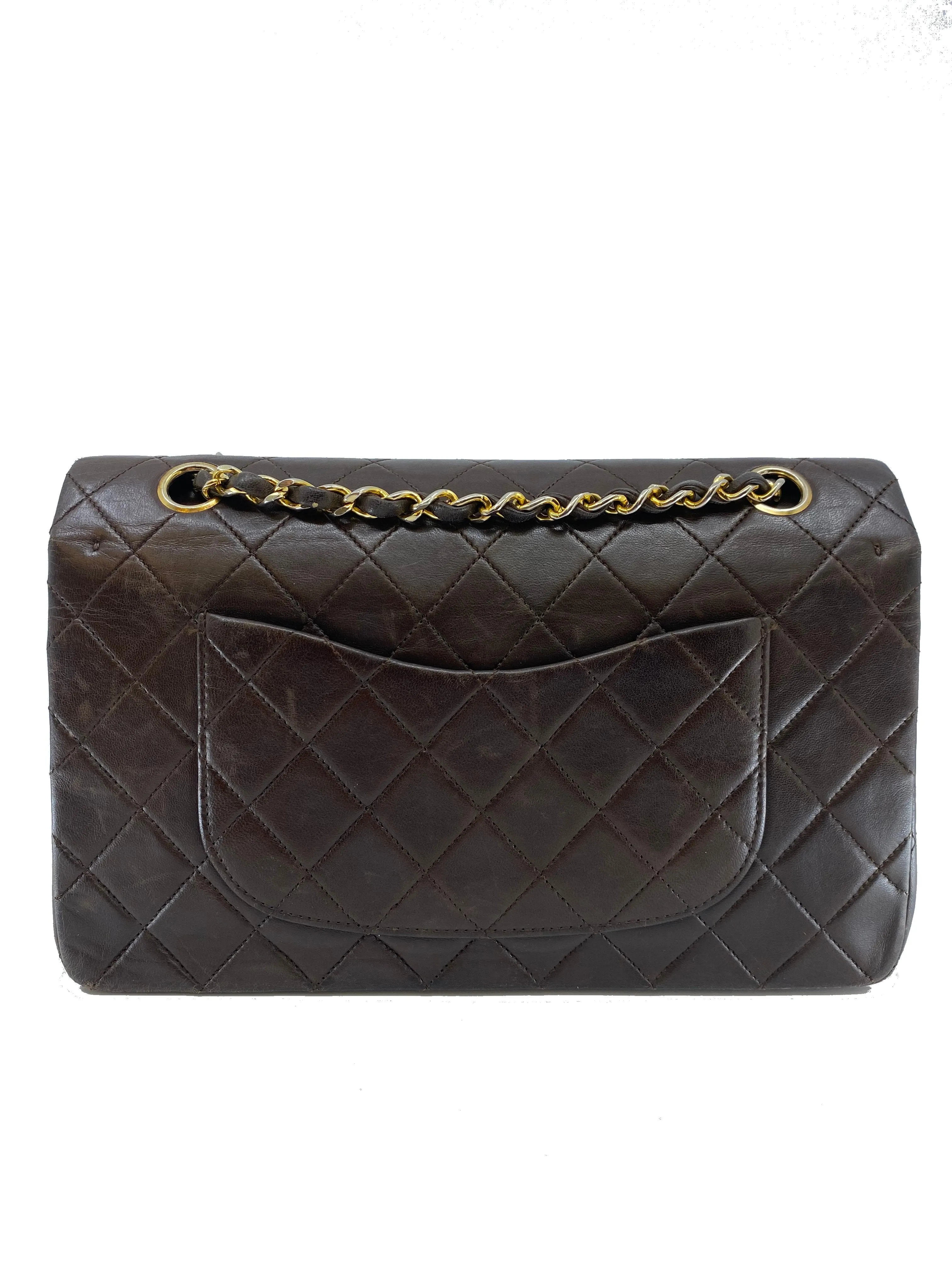 Medium-Sized Classic Double Flap Vintage Chanel Bag in Quilted Lambskin