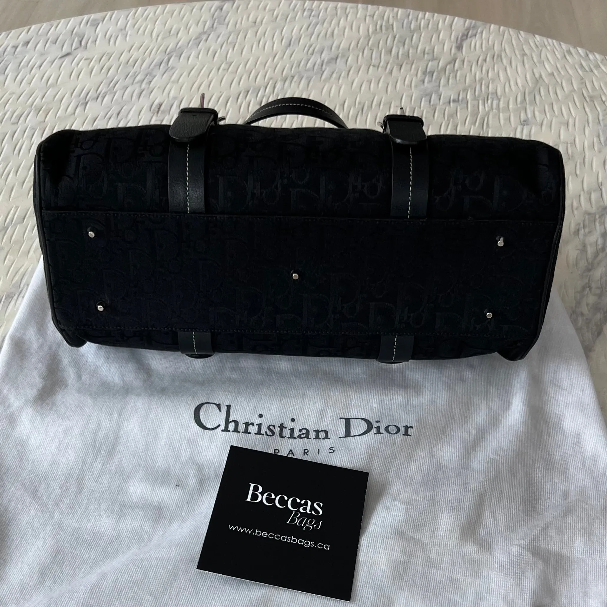 Embroidered Black Flower Christian Dior Trotter Bag