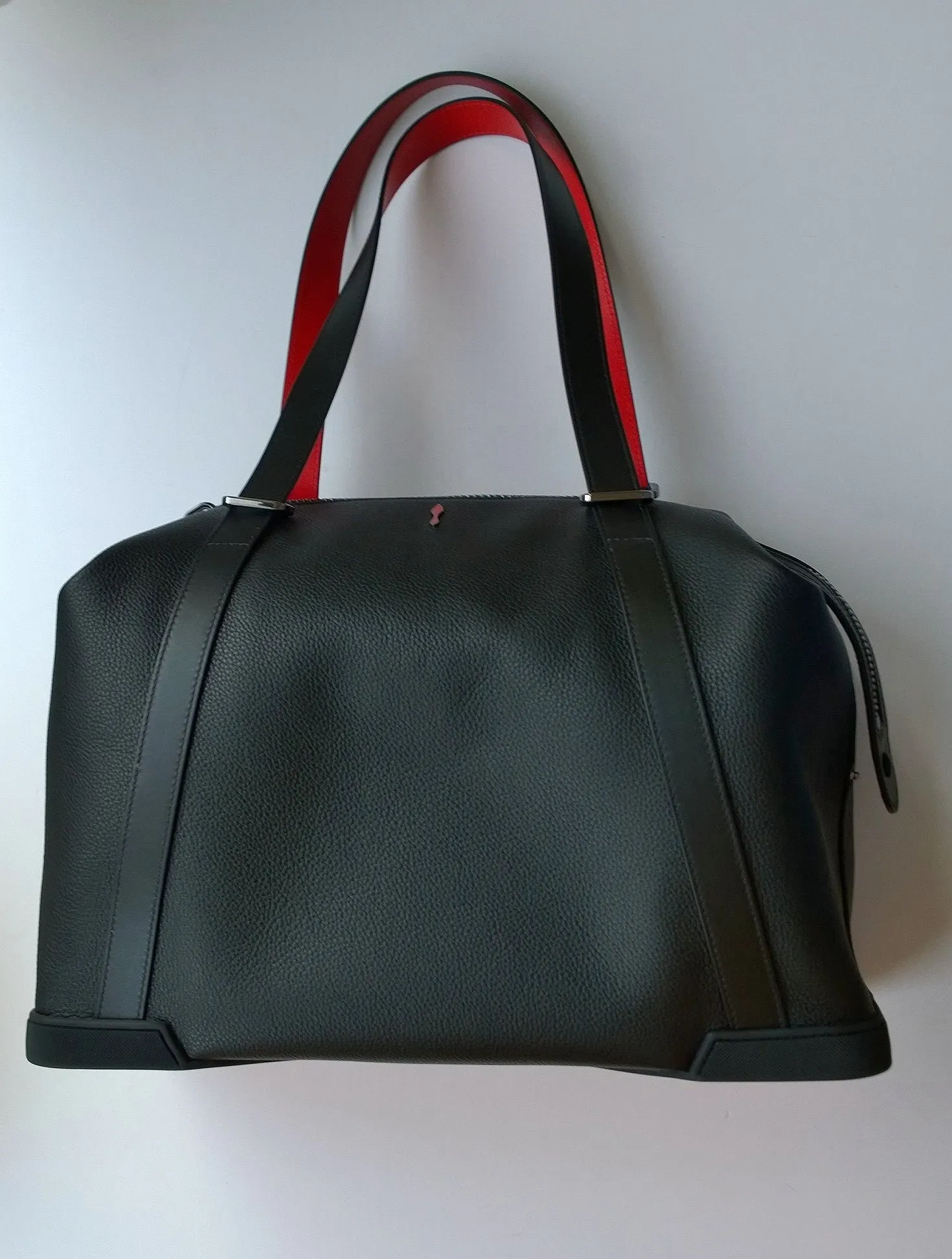 Christian Louboutin Bagdamon Black Leather Bowling Bag Red Soles new