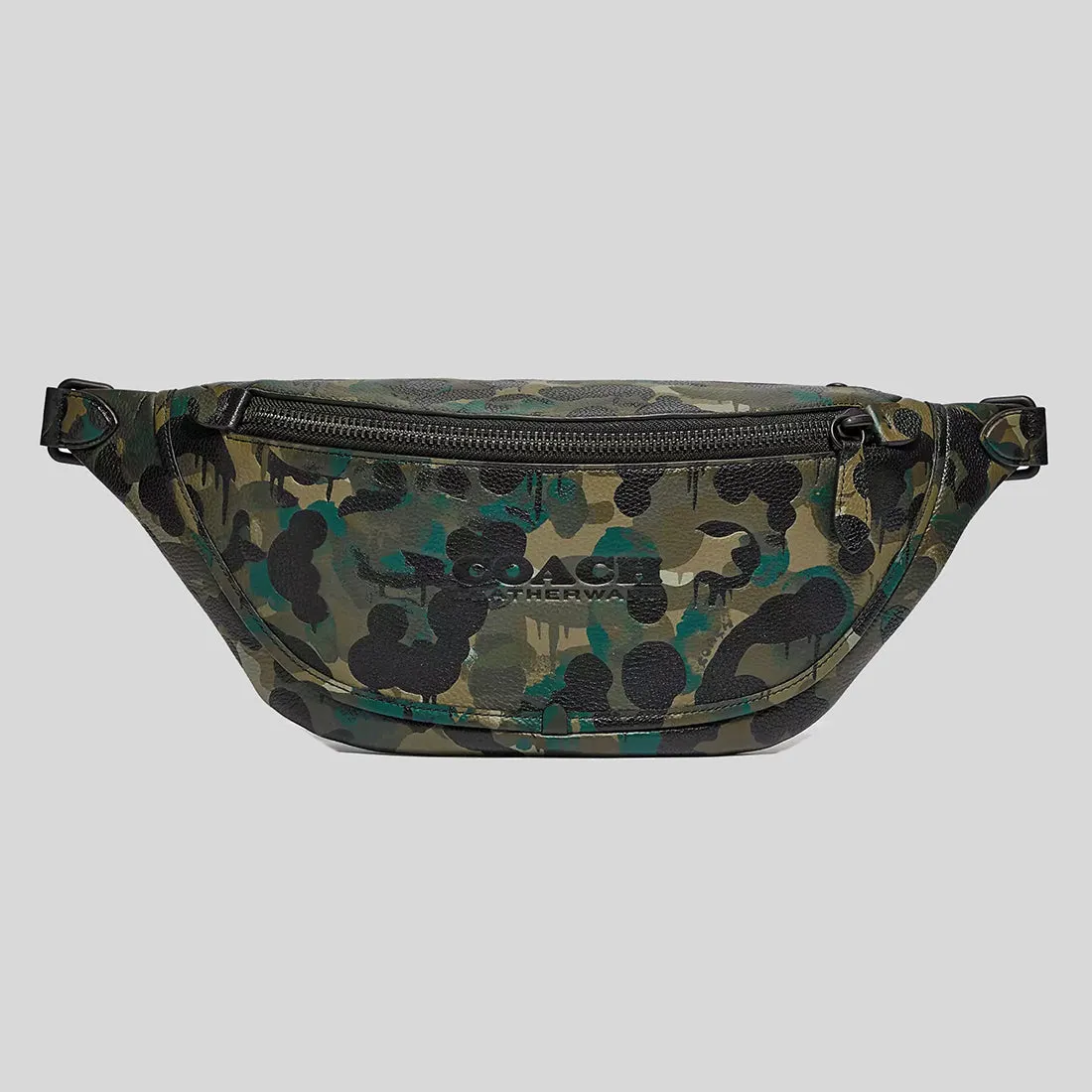 COACH League Belt Bag With Camo Print Matte Black/Green/Blue C5289