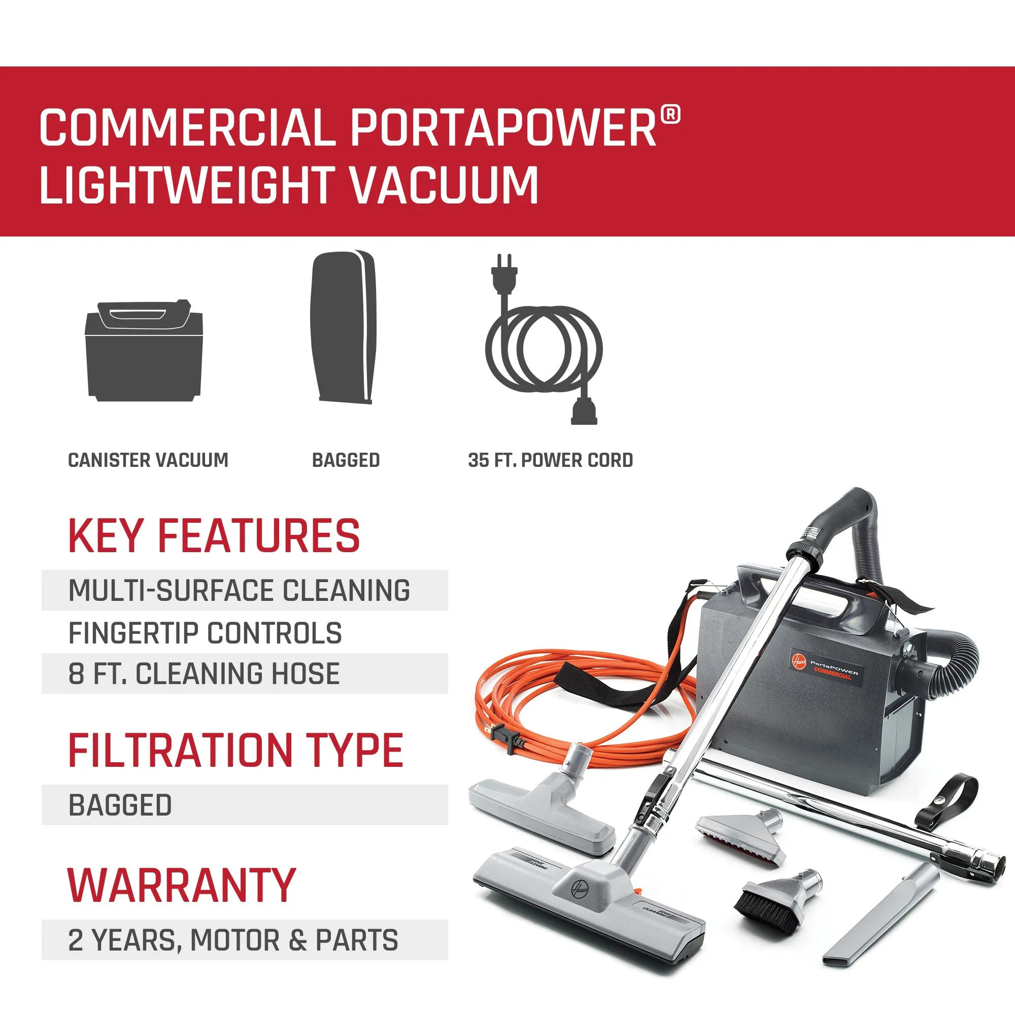 Commercial PortaPOWER Lightweight Vacuum Cleaner