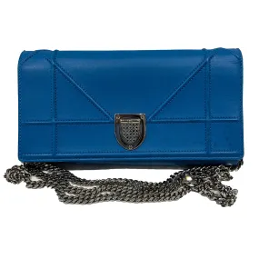 Dior Bright Blue Leather Diorama Wallet of a Chain Bag