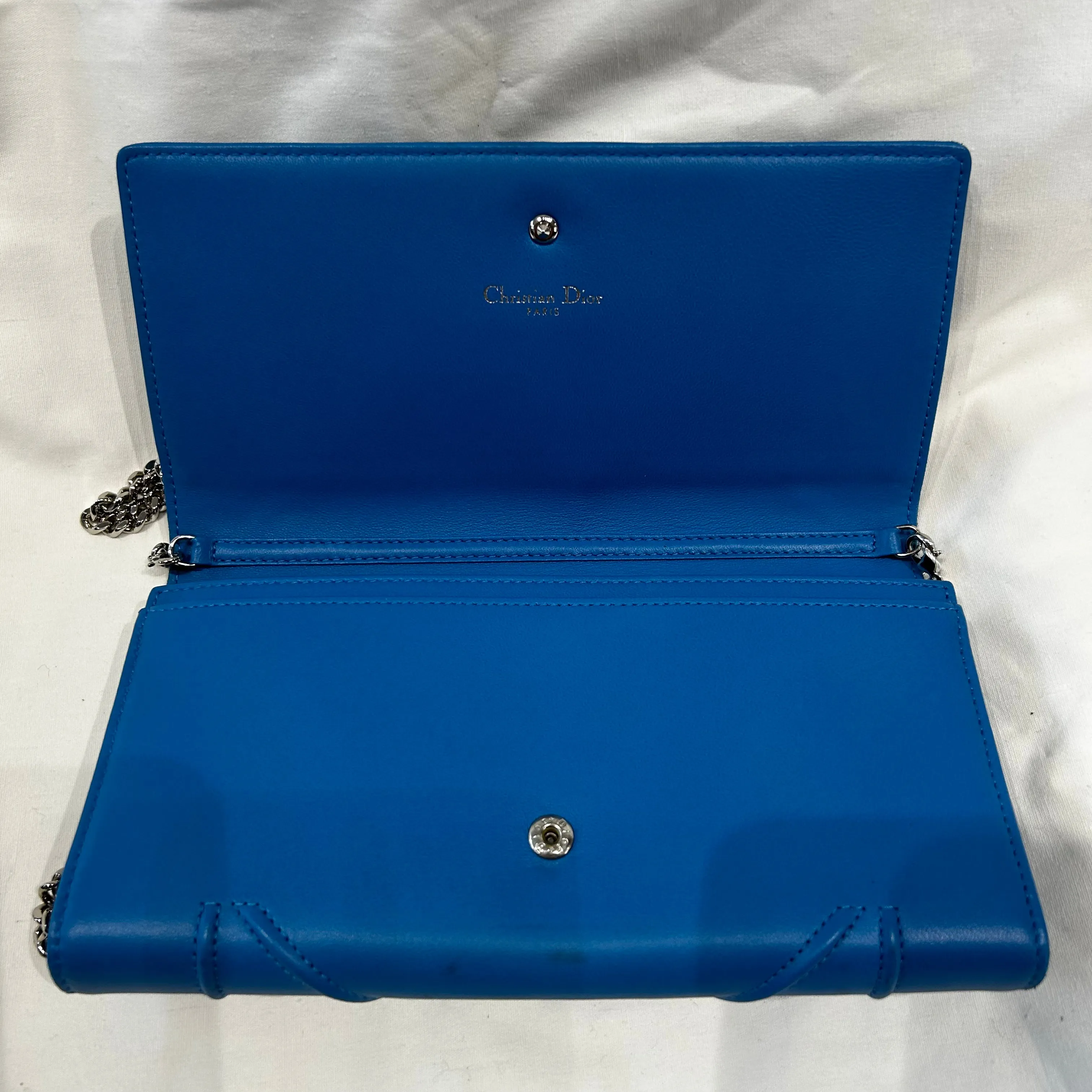 Dior Bright Blue Leather Diorama Wallet of a Chain Bag