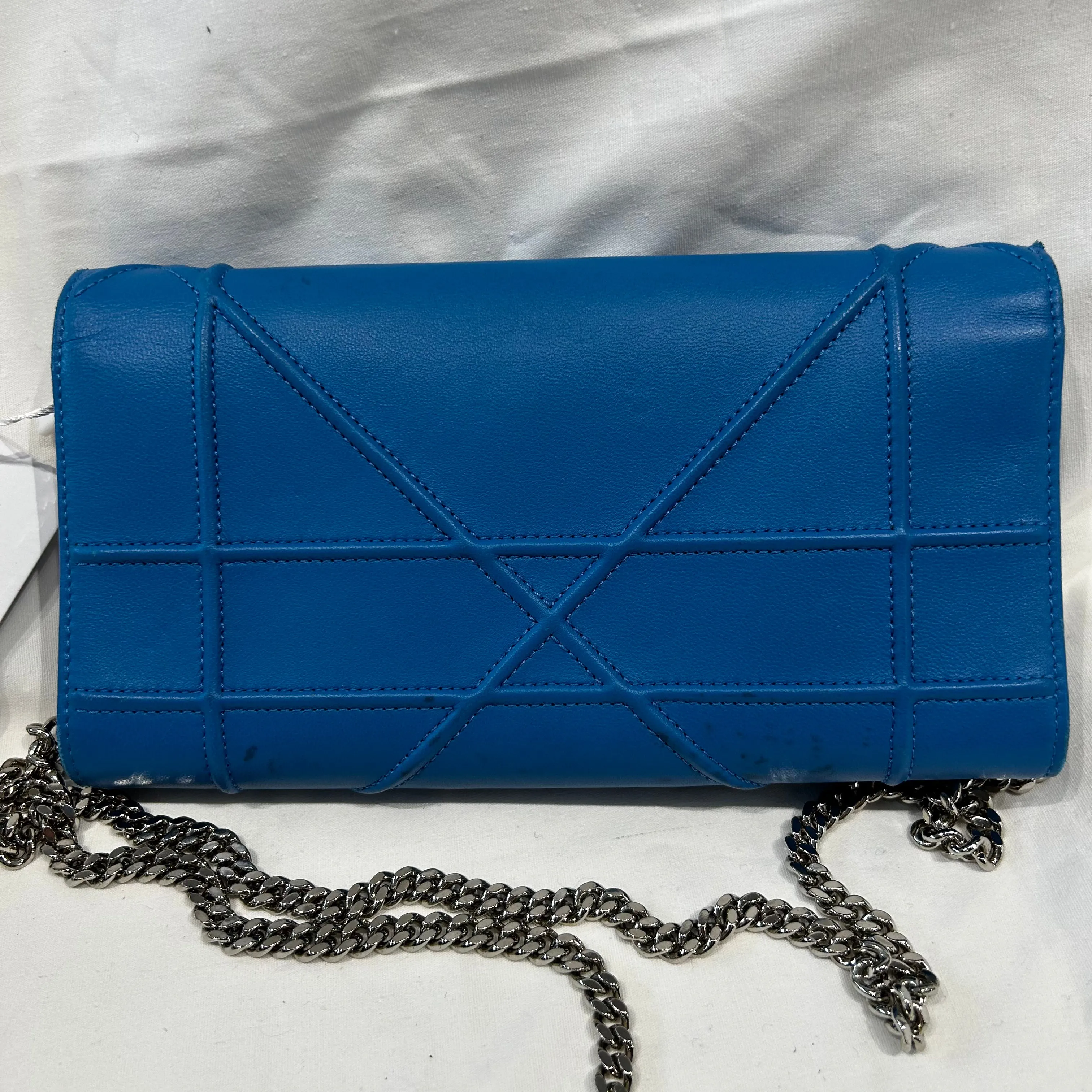 Dior Bright Blue Leather Diorama Wallet of a Chain Bag