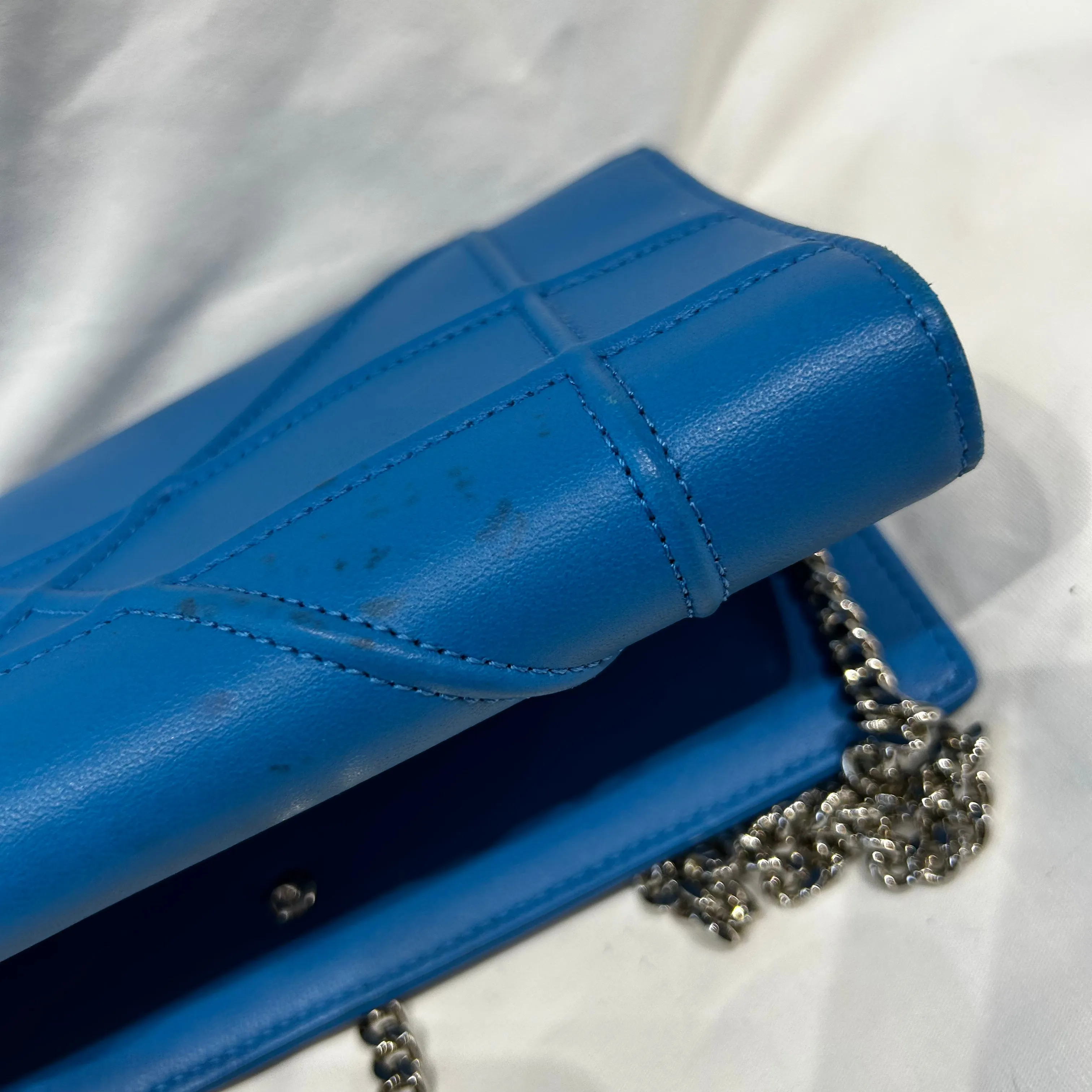 Dior Bright Blue Leather Diorama Wallet of a Chain Bag