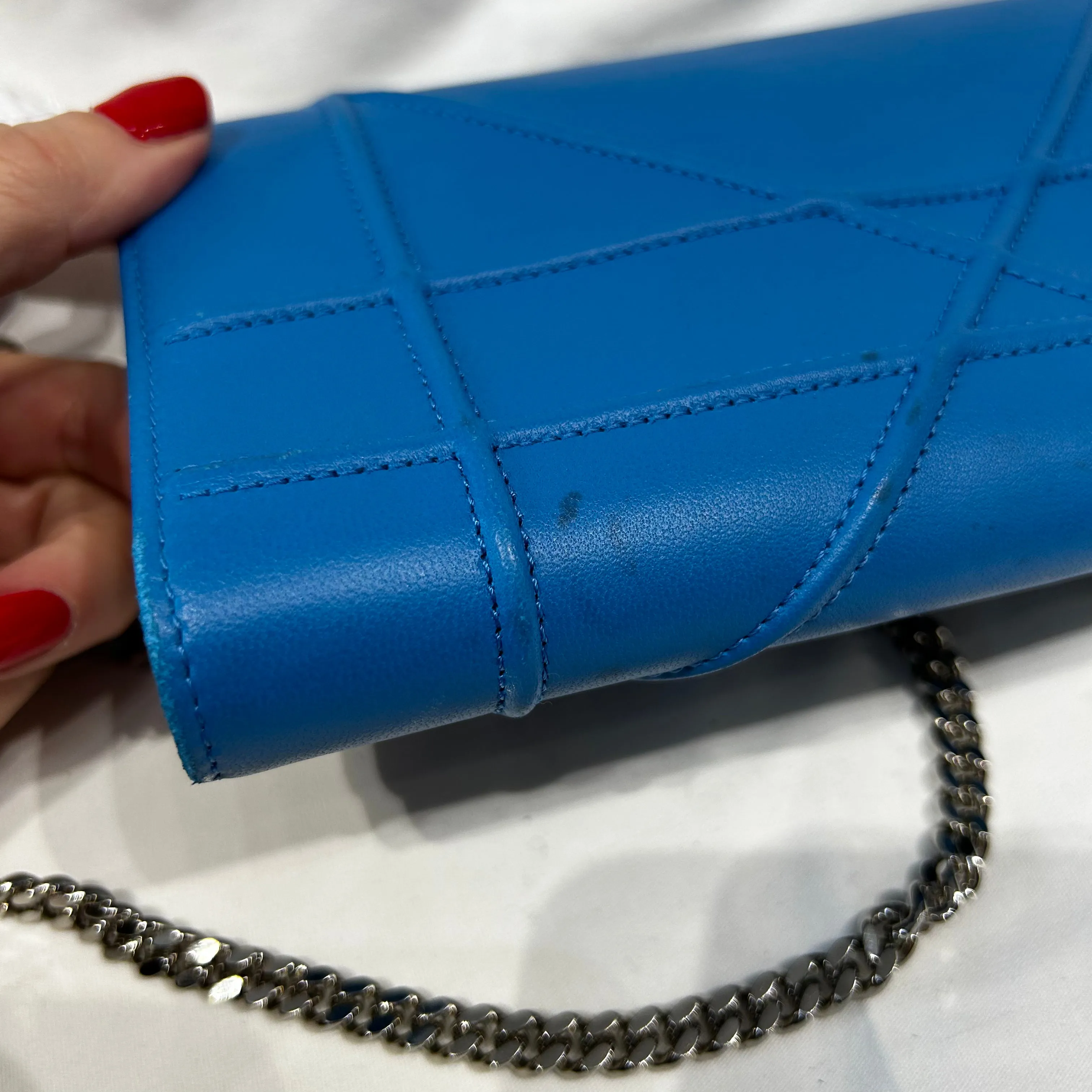 Dior Bright Blue Leather Diorama Wallet of a Chain Bag