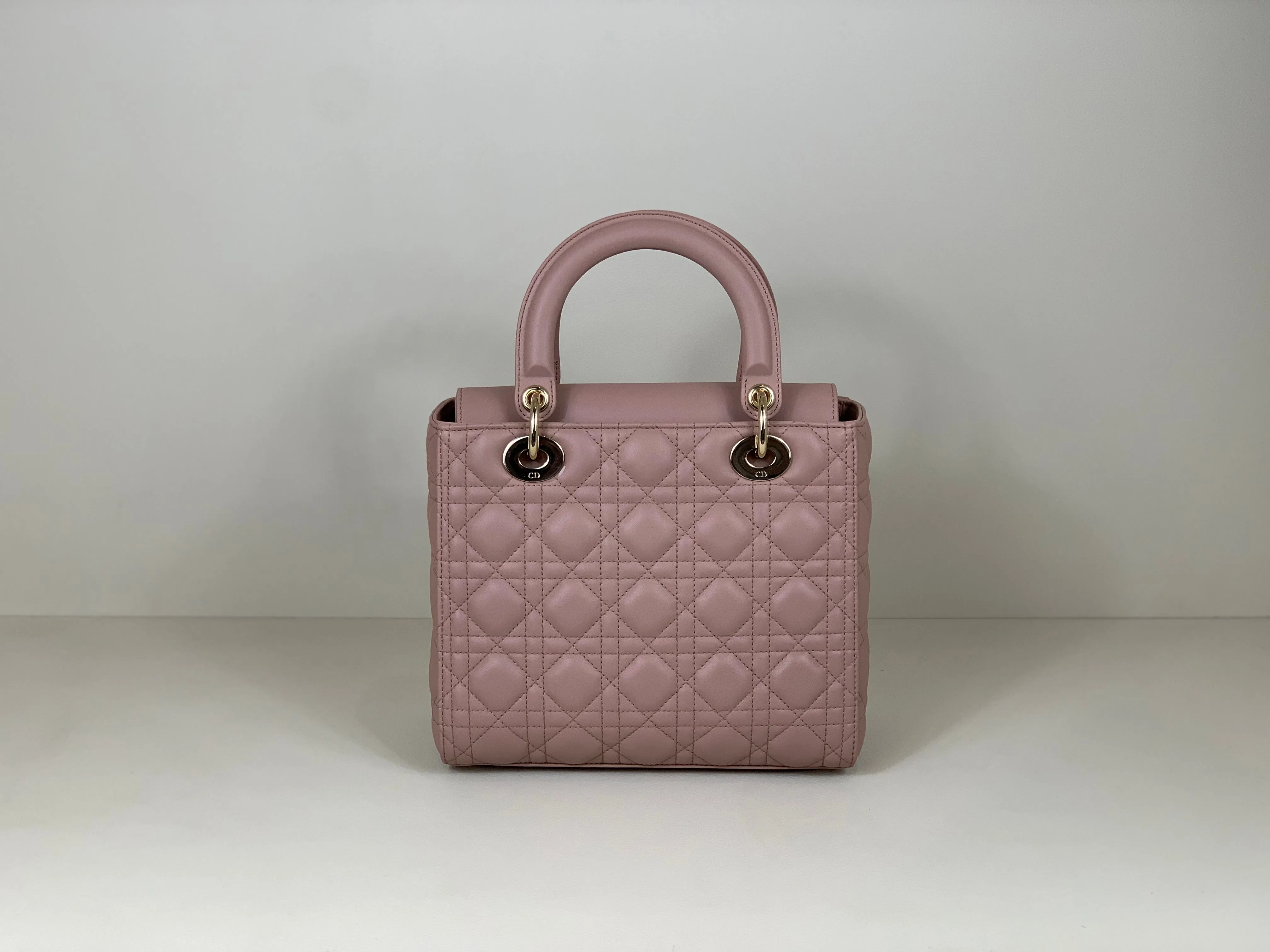 DIOR - Lady Dior pink medium bag silver hardware