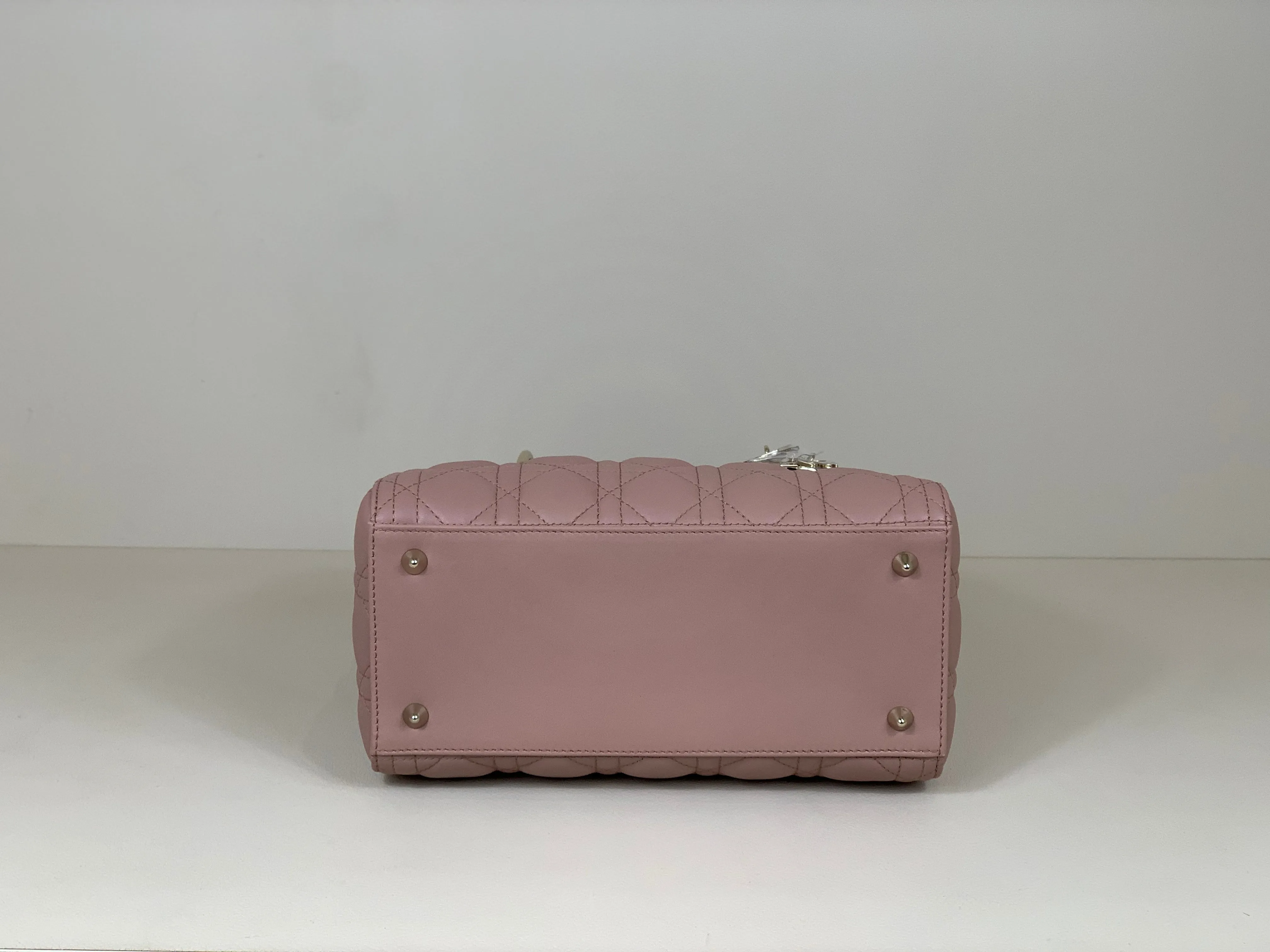 DIOR - Lady Dior pink medium bag silver hardware