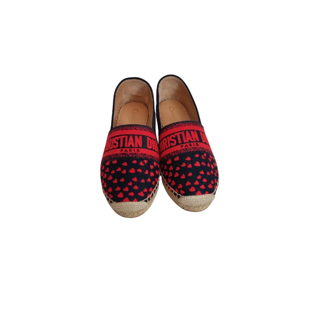 Dior Navy & Red Logo Heart Granville Espadrilles | Brand New |