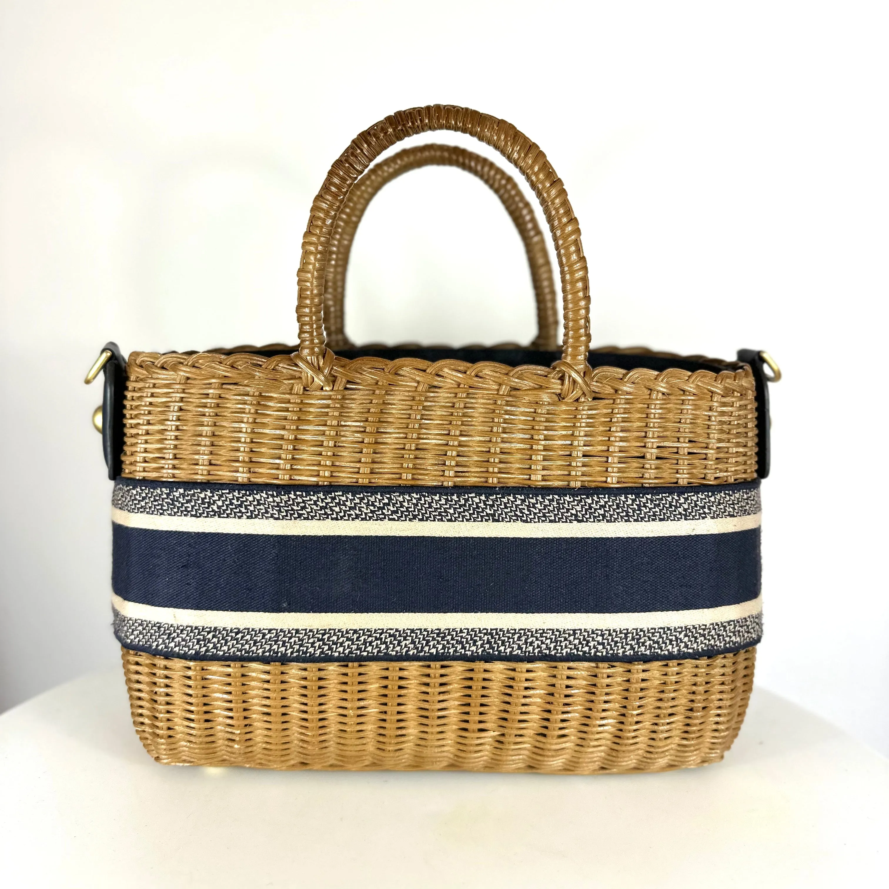 DIOR - Wicker Bag oblique blue with strap