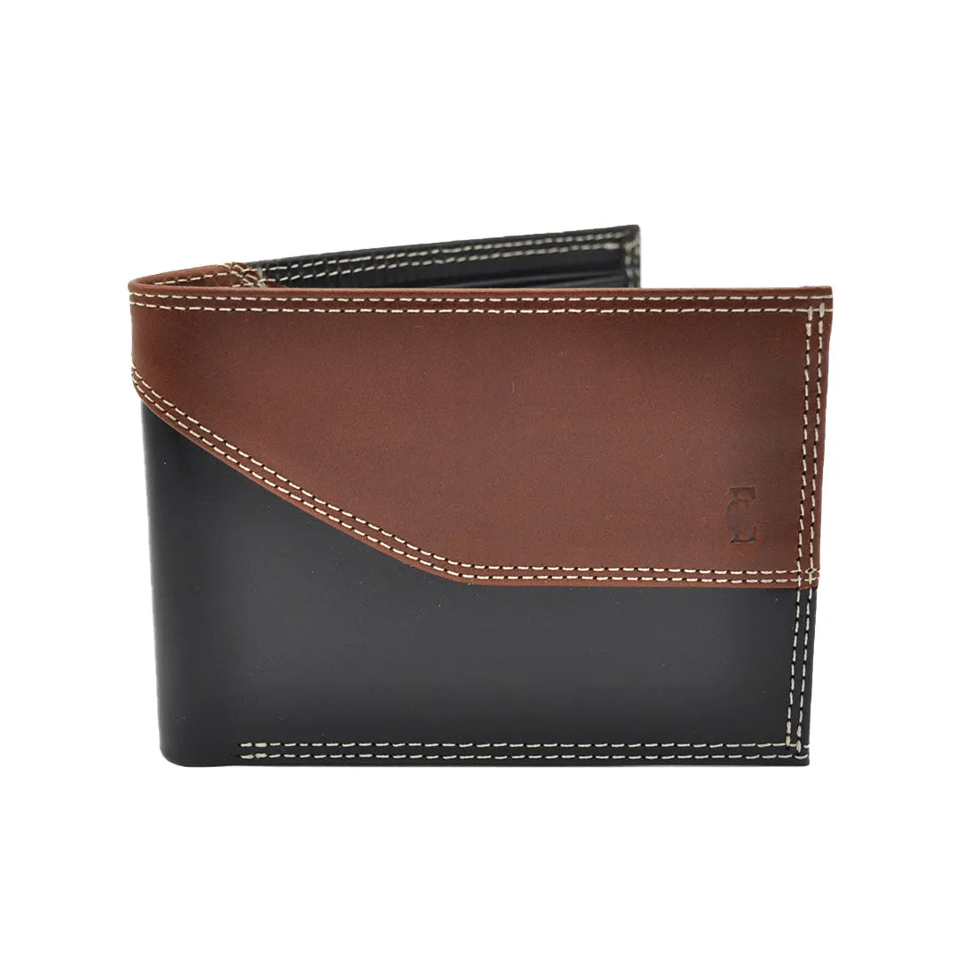 E.C. Men's Goat Black/Brown Bifold Wallet