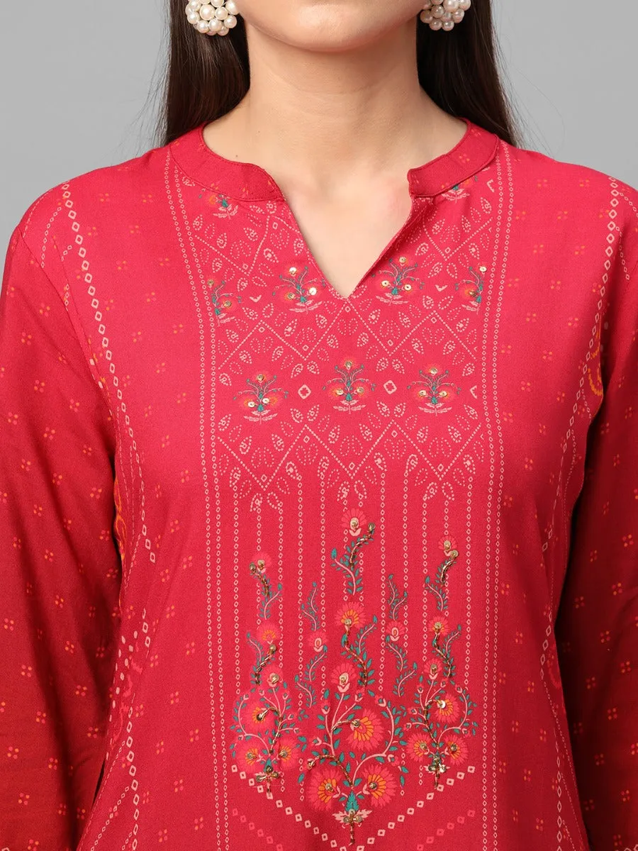 Fuschia Floral Printed Kurta