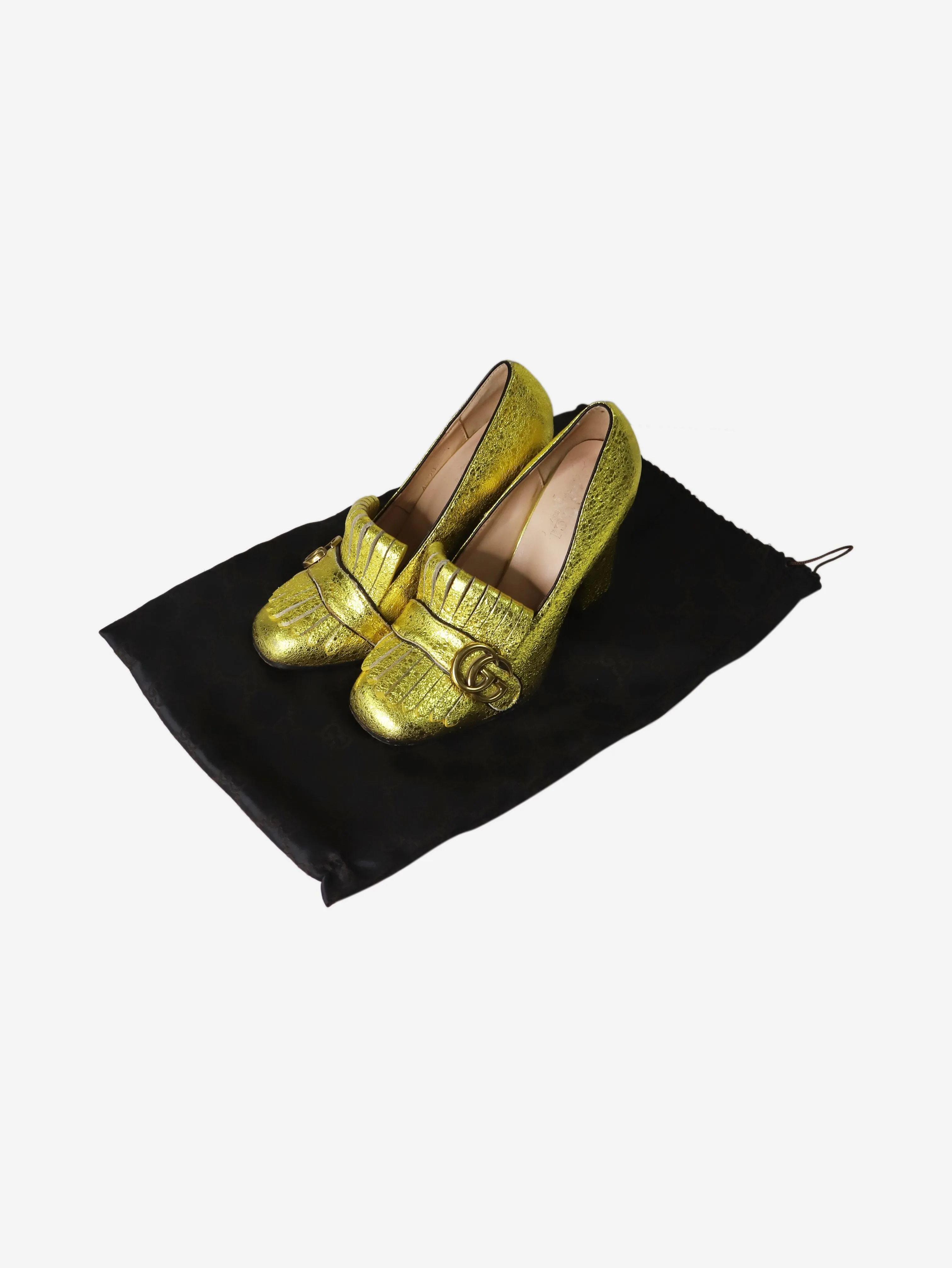 Gold GG Marmont fringed pumps - size EU 38