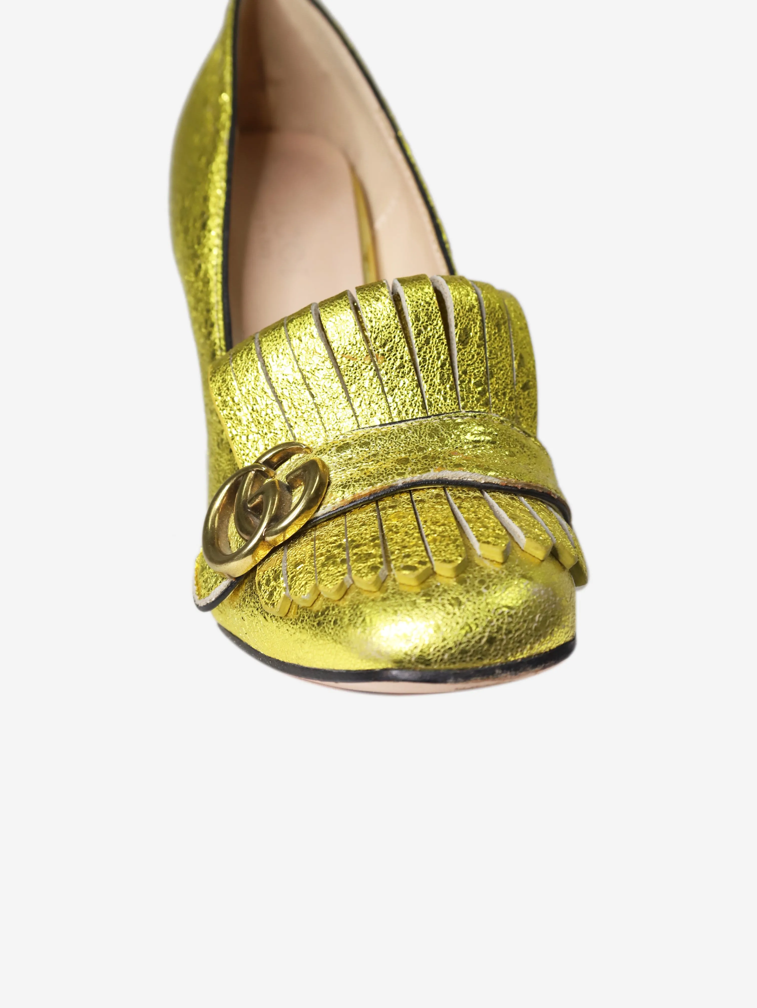 Gold GG Marmont fringed pumps - size EU 38