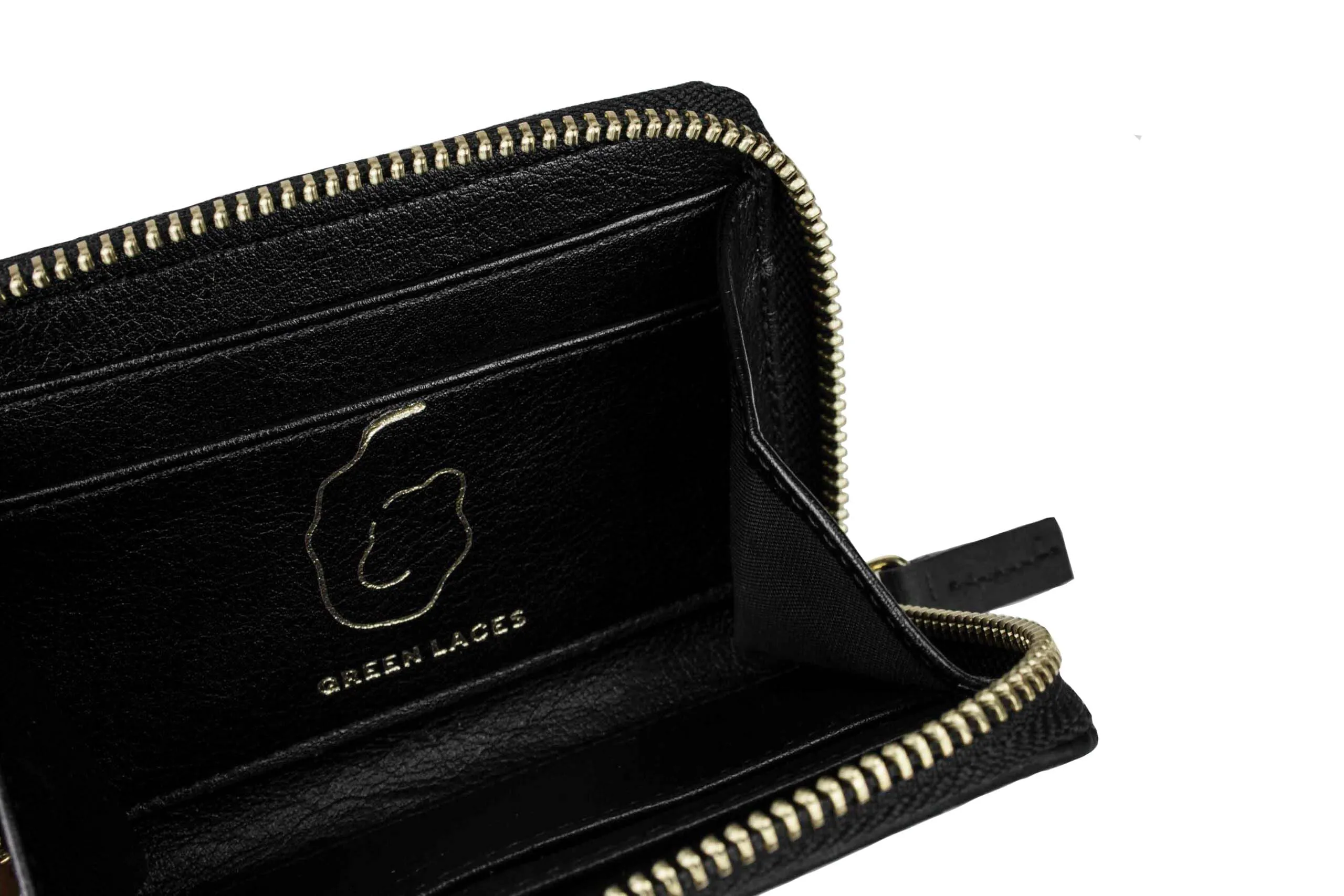 Green Laces Vegan Wallet & Cardholder | Black Nappa